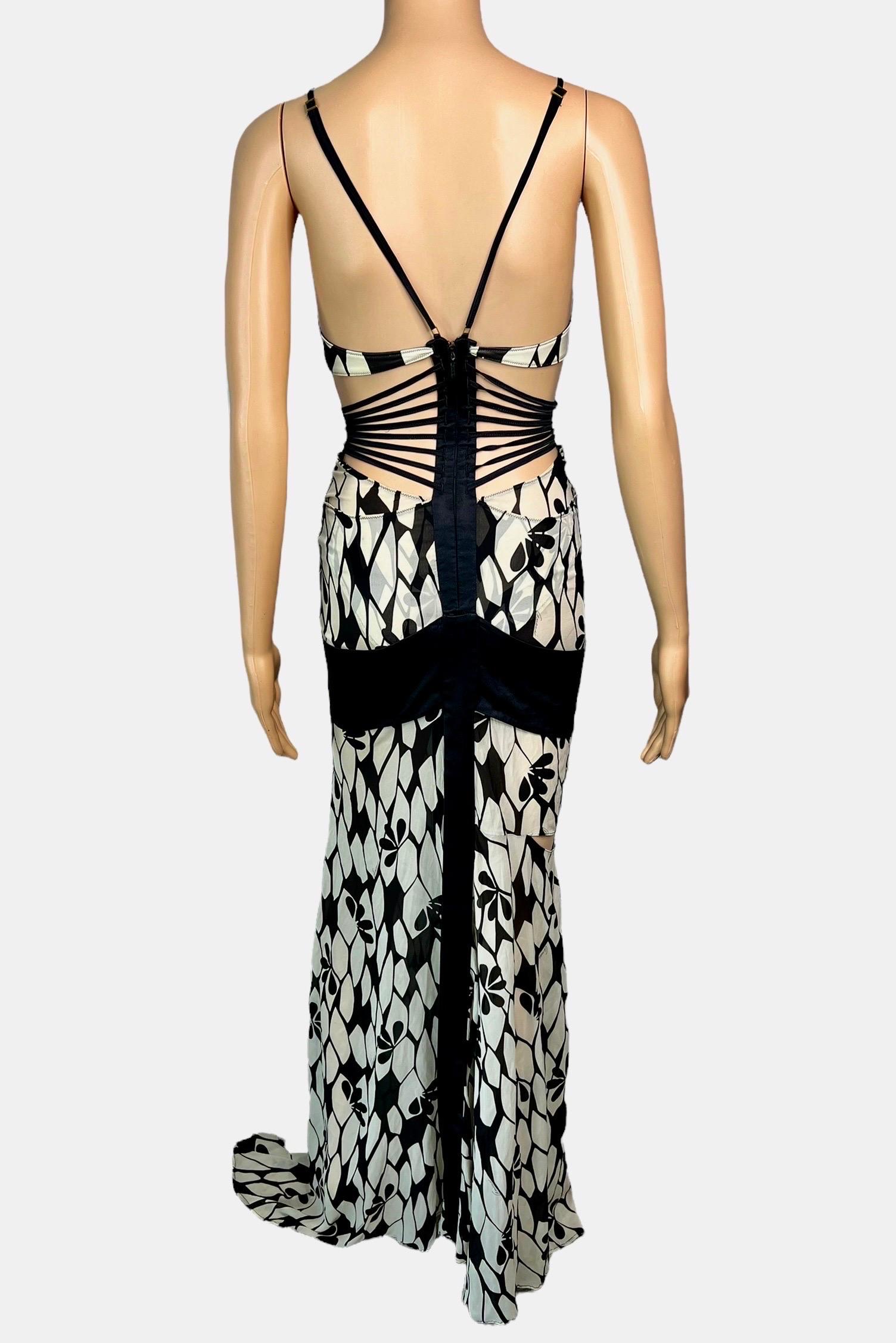 Women's Tom Ford for Gucci c.2003 Plunging Bra Cutout Strappy Silk Evening Dress Gown For Sale