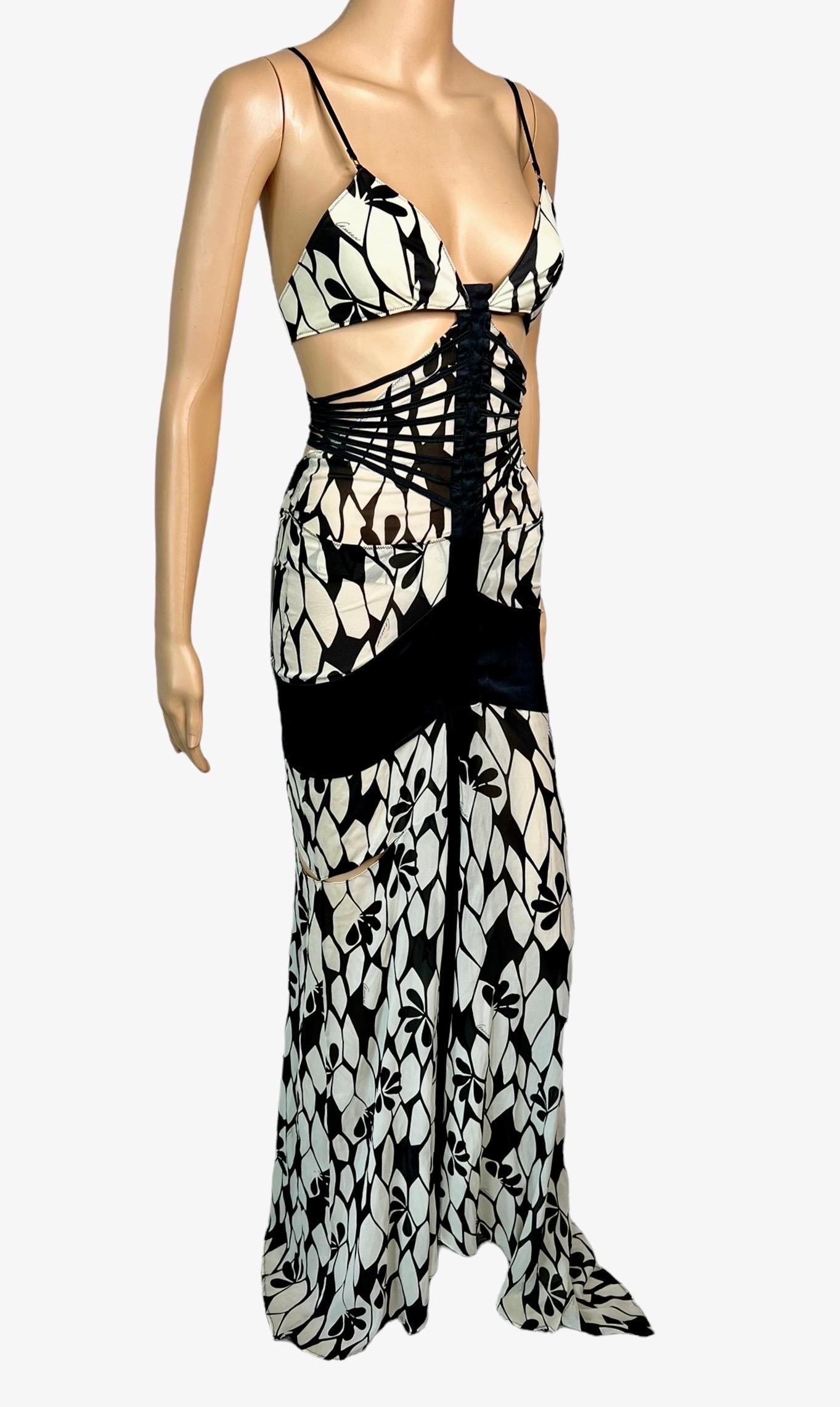 Tom Ford for Gucci c.2003 Plunging Bra Cutout Strappy Silk Evening Dress Gown For Sale 1