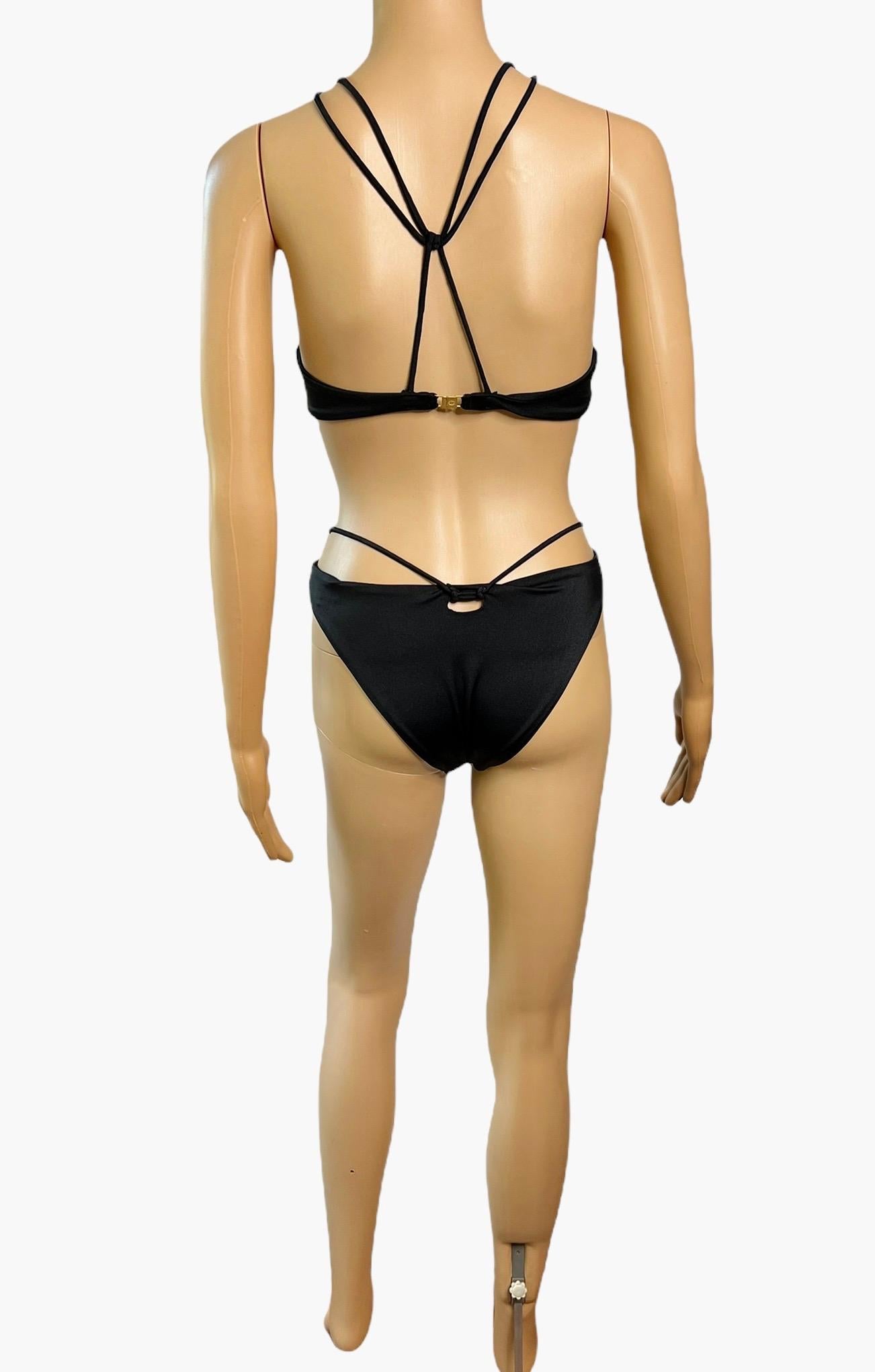 Tom Ford for Gucci c.2004 Bondage Strappy Black 2 Piece Bikini Swimsuit Swimwear Size M
