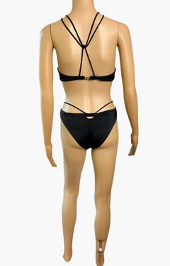 Tom Ford for Gucci c.2004 Bondage Strappy Black 2 Piece Bikini Swimsuit Swimwear