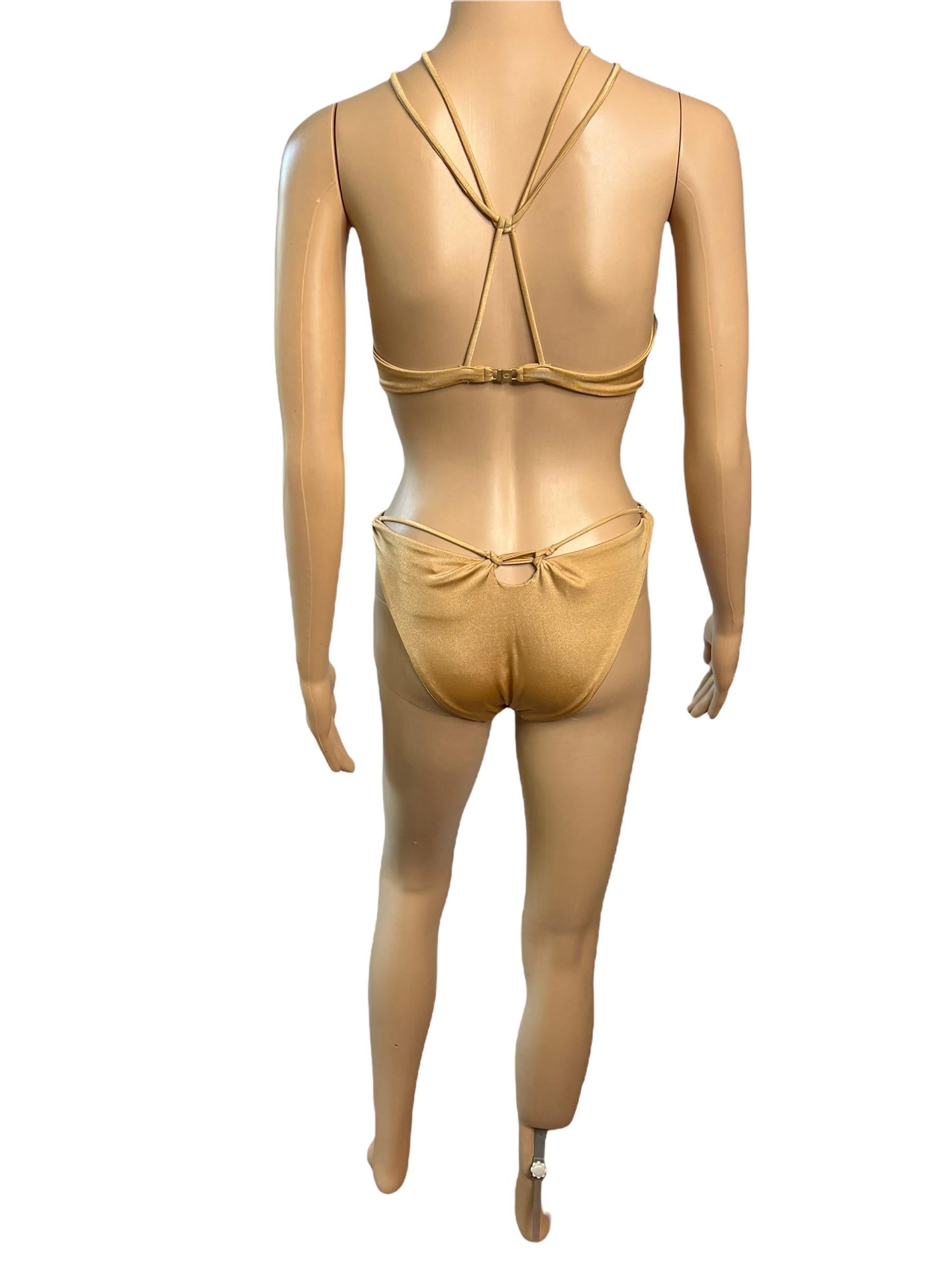 Tom Ford for Gucci c.2004 Bondage Strappy Gold 2 Piece Bikini Swimsuit Swimwear In Good Condition In Naples, FL