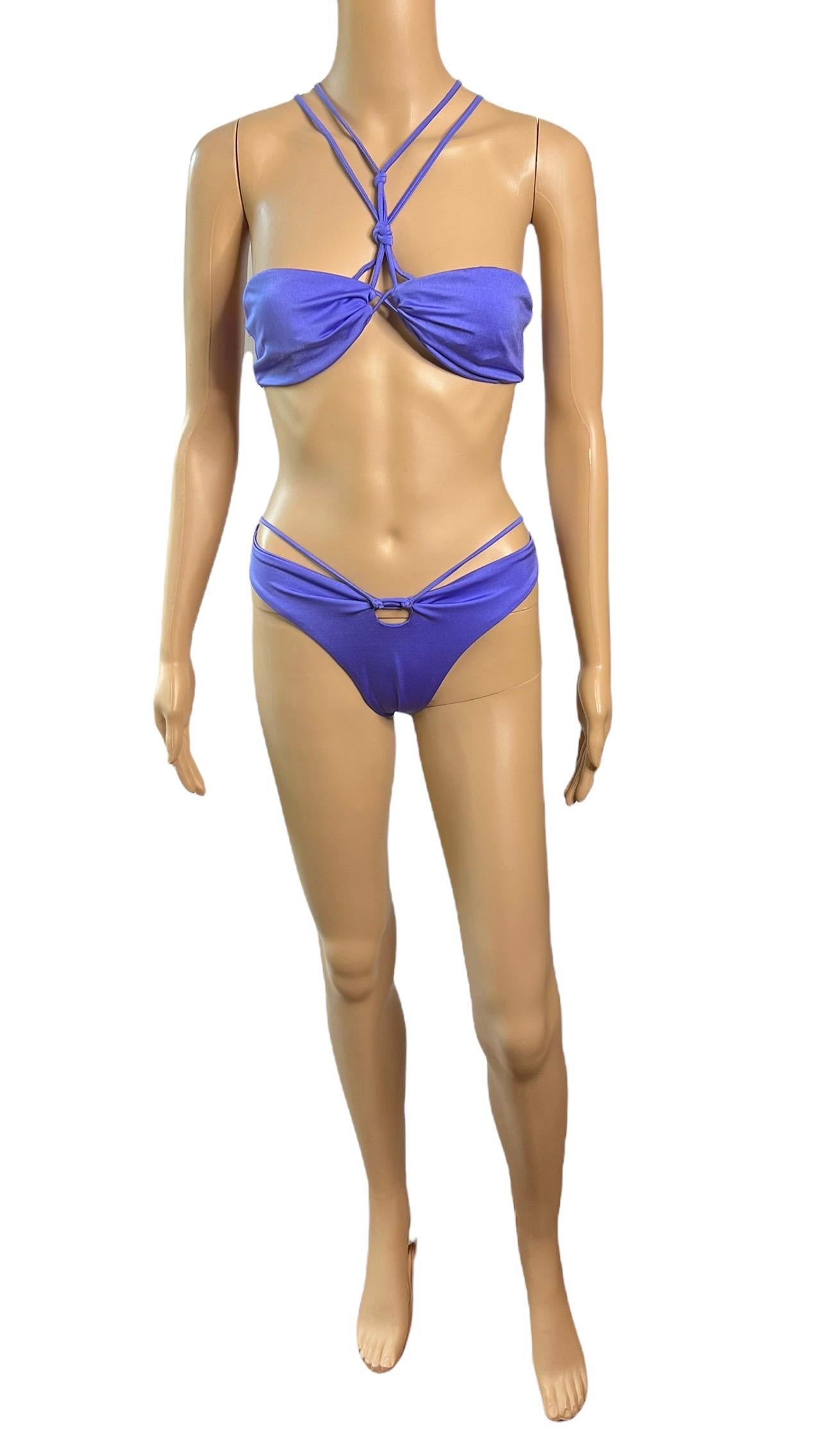 Tom Ford für Gucci c.2004 Bondage Riemchen zweiteiliger Bikini-Badeanzug Bademode (Violett) im Angebot
