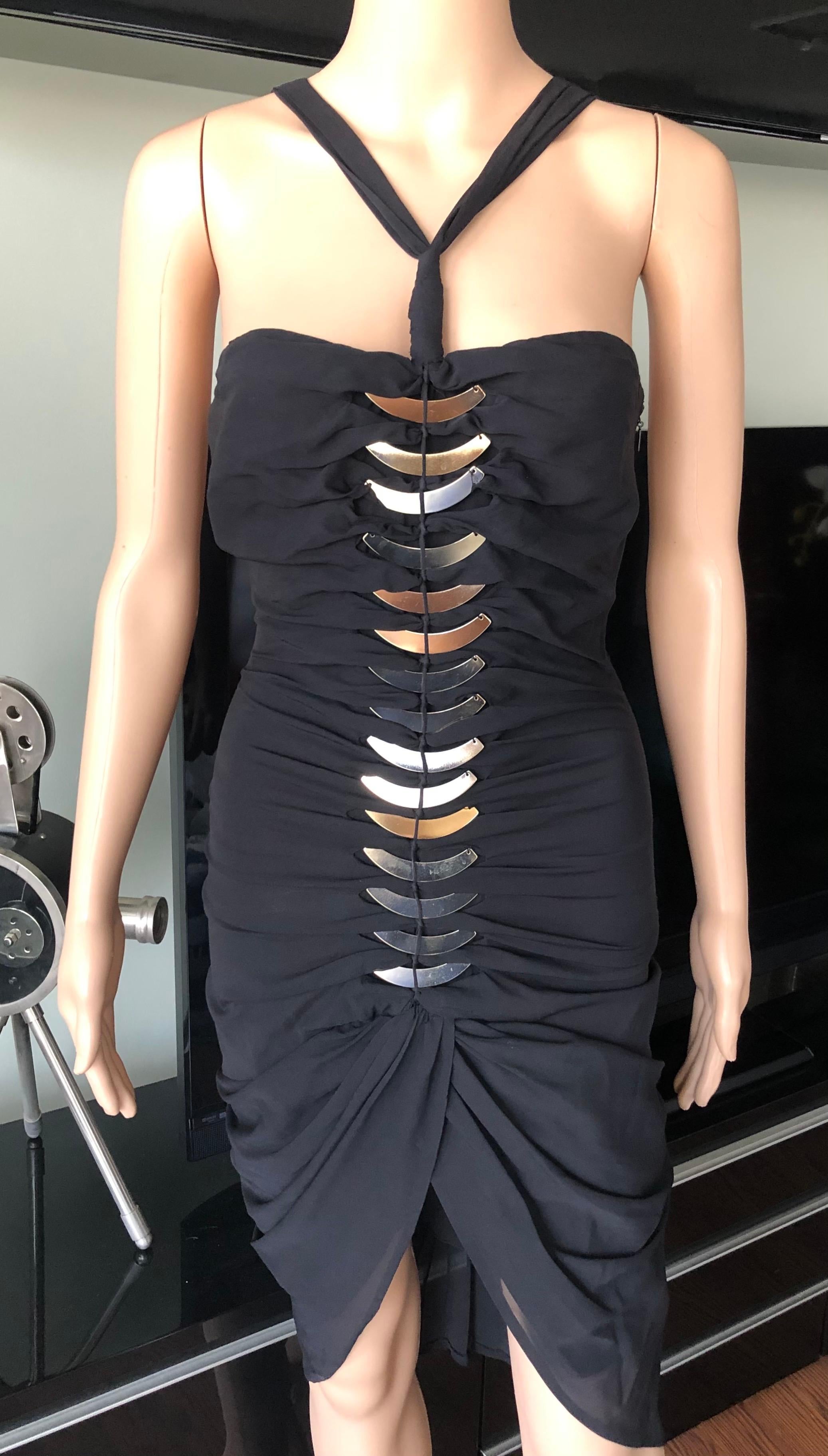 Tom Ford for Gucci c.2004 Embellished Cutout Back Black Mini Dress In Good Condition In Naples, FL