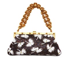 Tom Ford for Gucci Collectible Fully Beaded Chocolate White Clutch Mini Bag