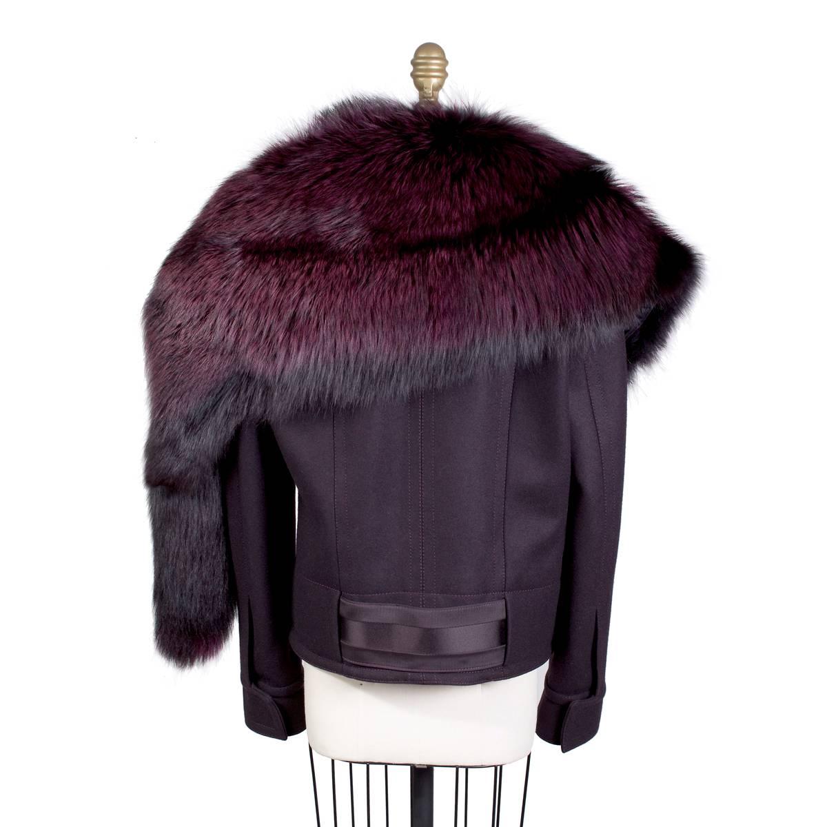 Black Tom Ford for Gucci Cropped Wool Jacket with Detachable Fur, Fall 2004