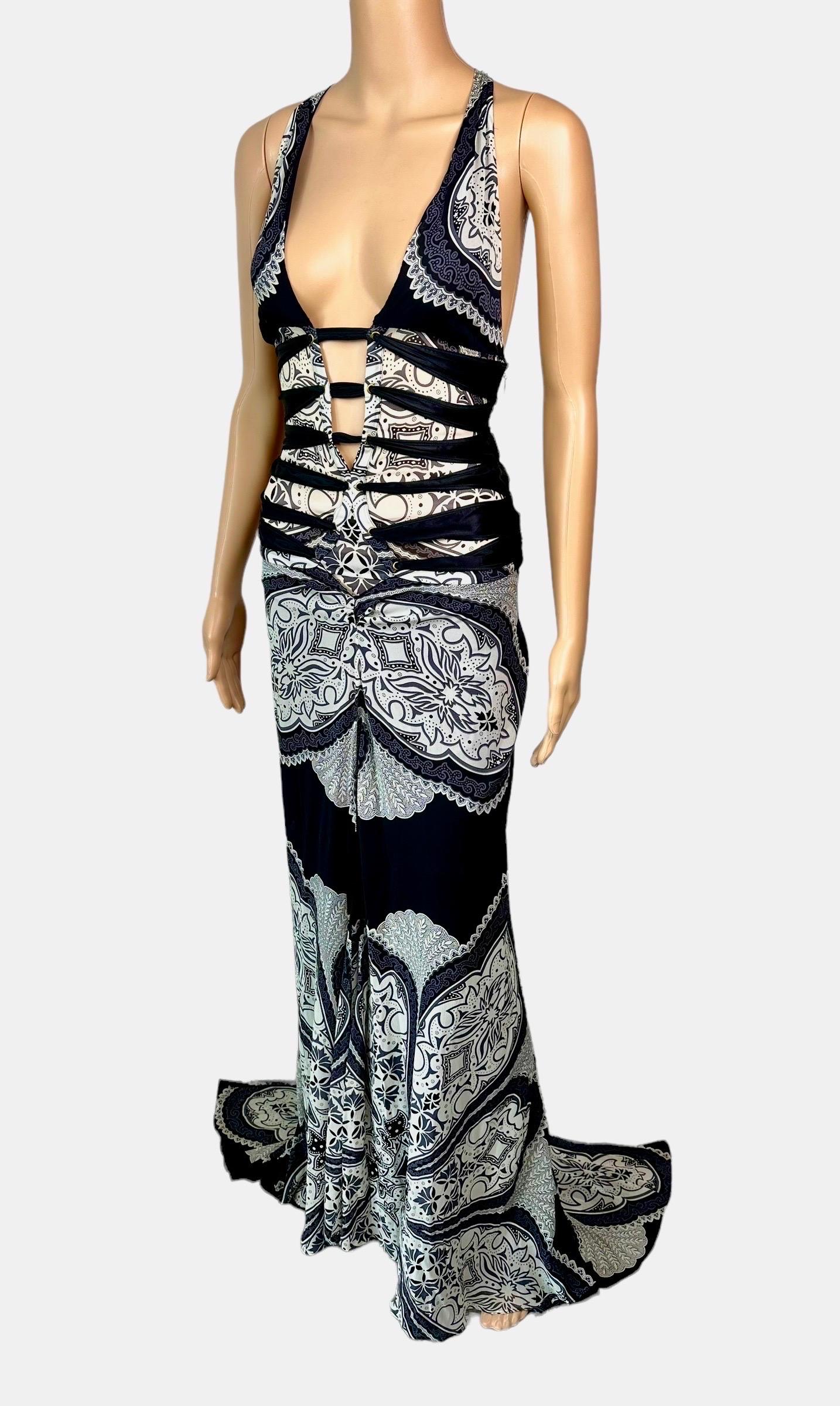 Tom Ford for Gucci Cruise 2004 Plunging Cutout Strappy Silk Evening Dress Gown 6