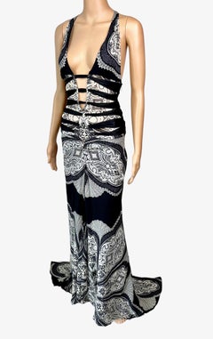 Tom Ford for Gucci Cruise 2004 Plunging Cutout Strappy Silk Evening Dress Gown