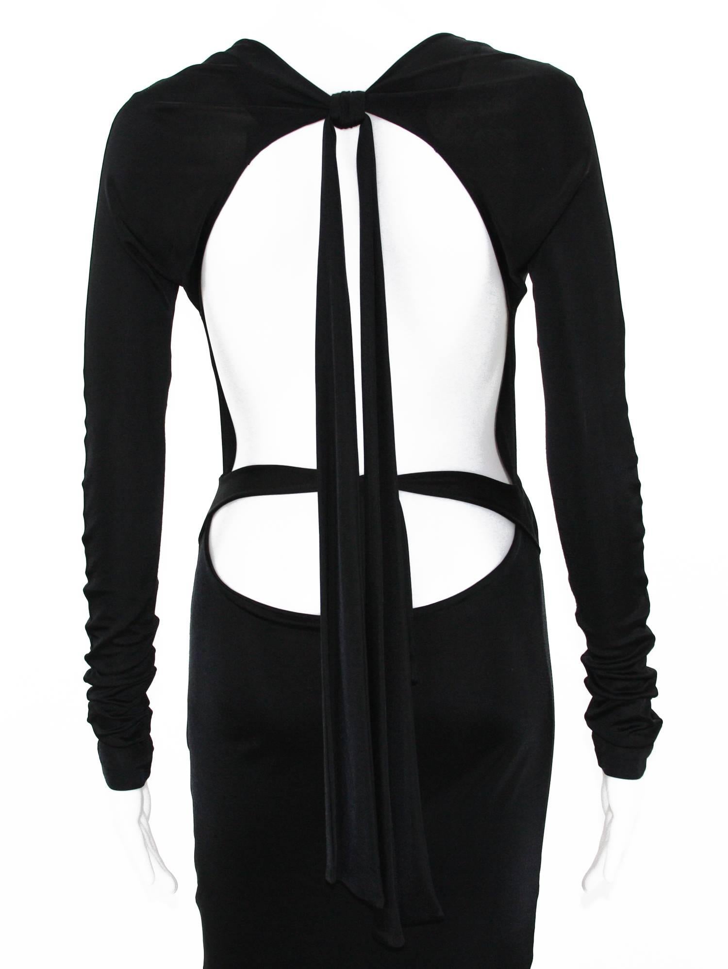 Vintage Tom Ford for Gucci Vestido de cóctel negro de punto recortado talla L ( S ) en venta 5