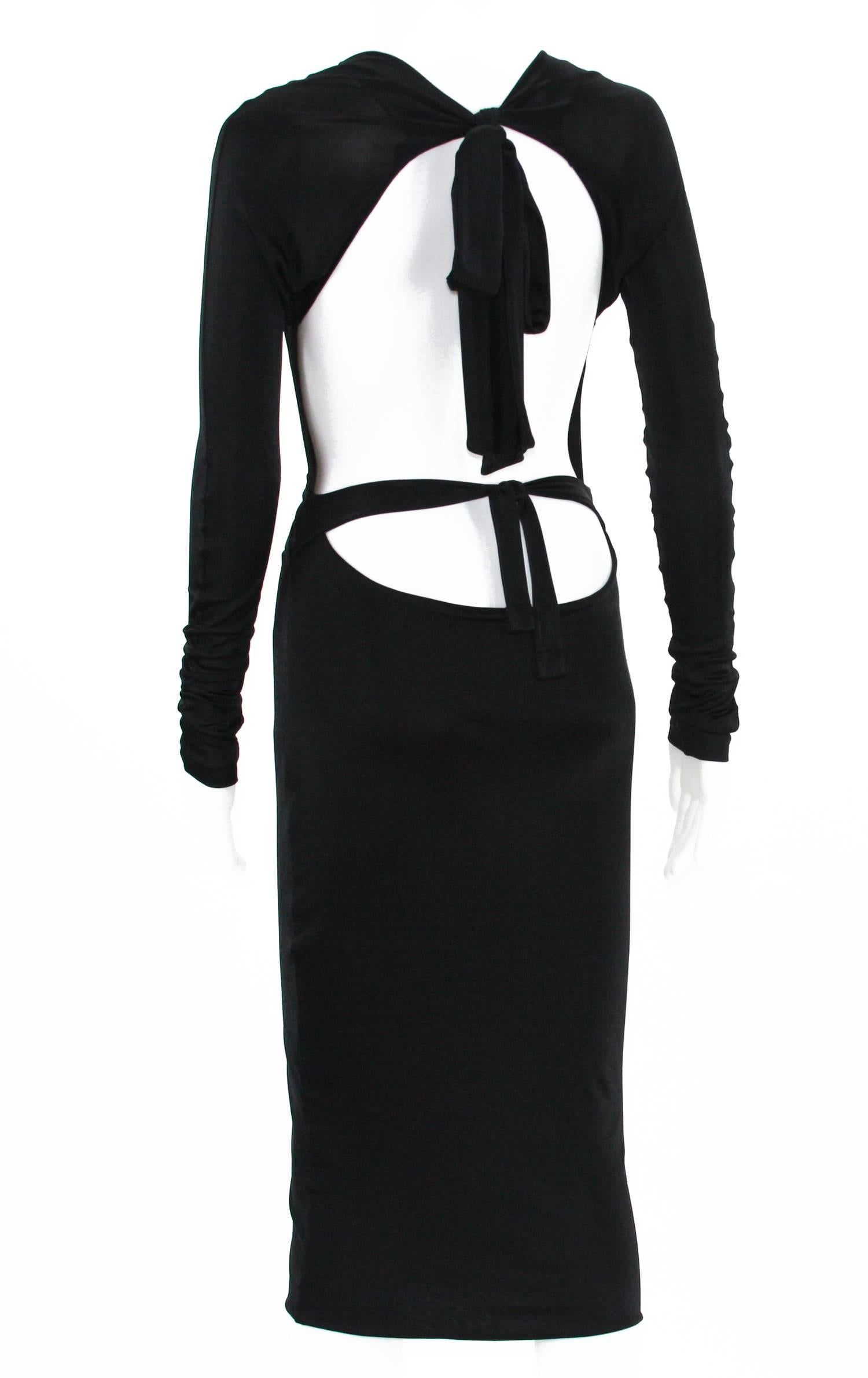 Vintage Tom Ford for Gucci Vestido de cóctel negro de punto recortado talla L ( S ) en Excelente estado para la venta en Montgomery, TX