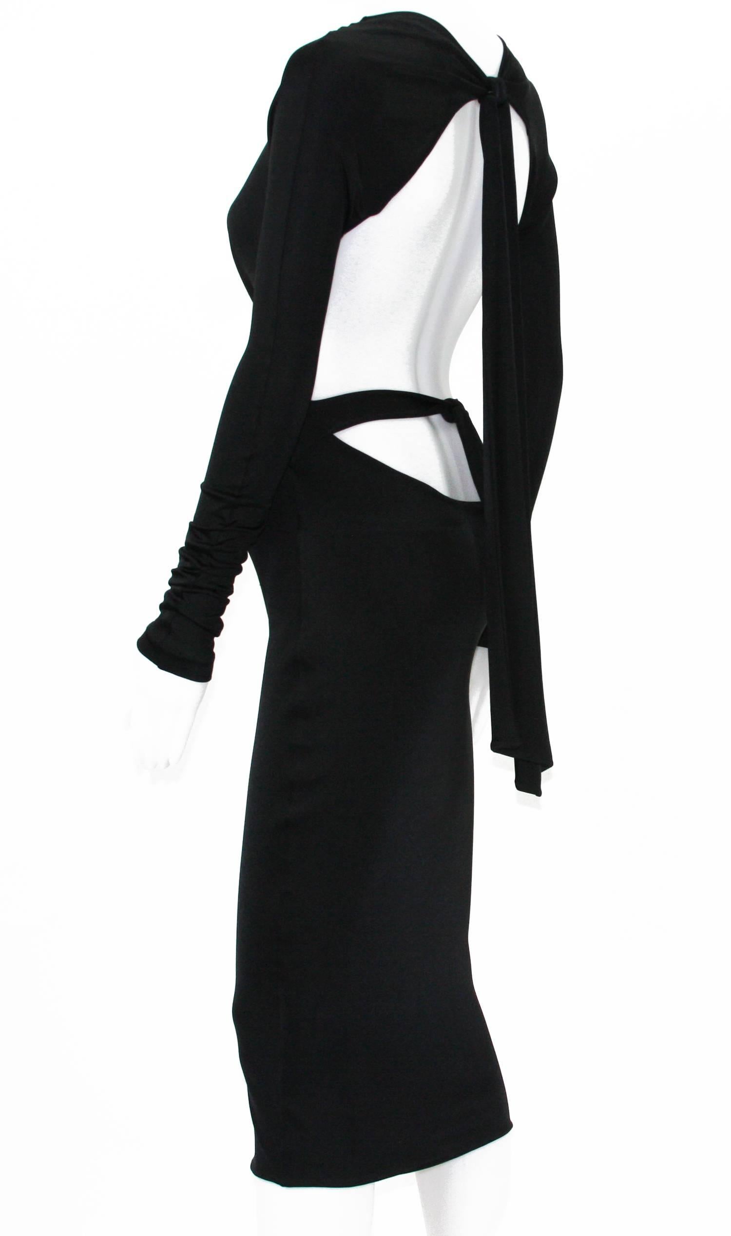 De las mujeres Vintage Tom Ford for Gucci Vestido de cóctel negro de punto recortado talla L ( S ) en venta