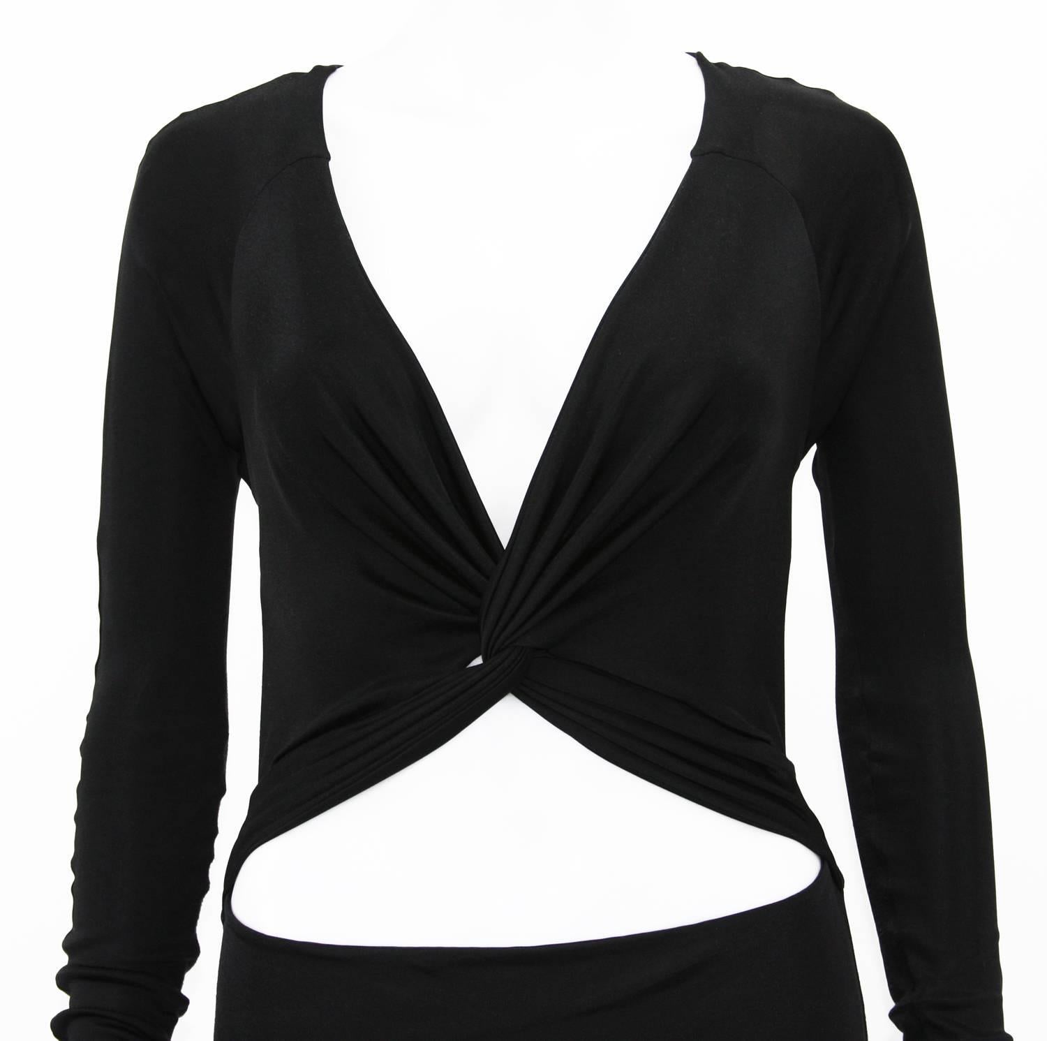 Vintage Tom Ford for Gucci Vestido de cóctel negro de punto recortado talla L ( S ) en venta 1
