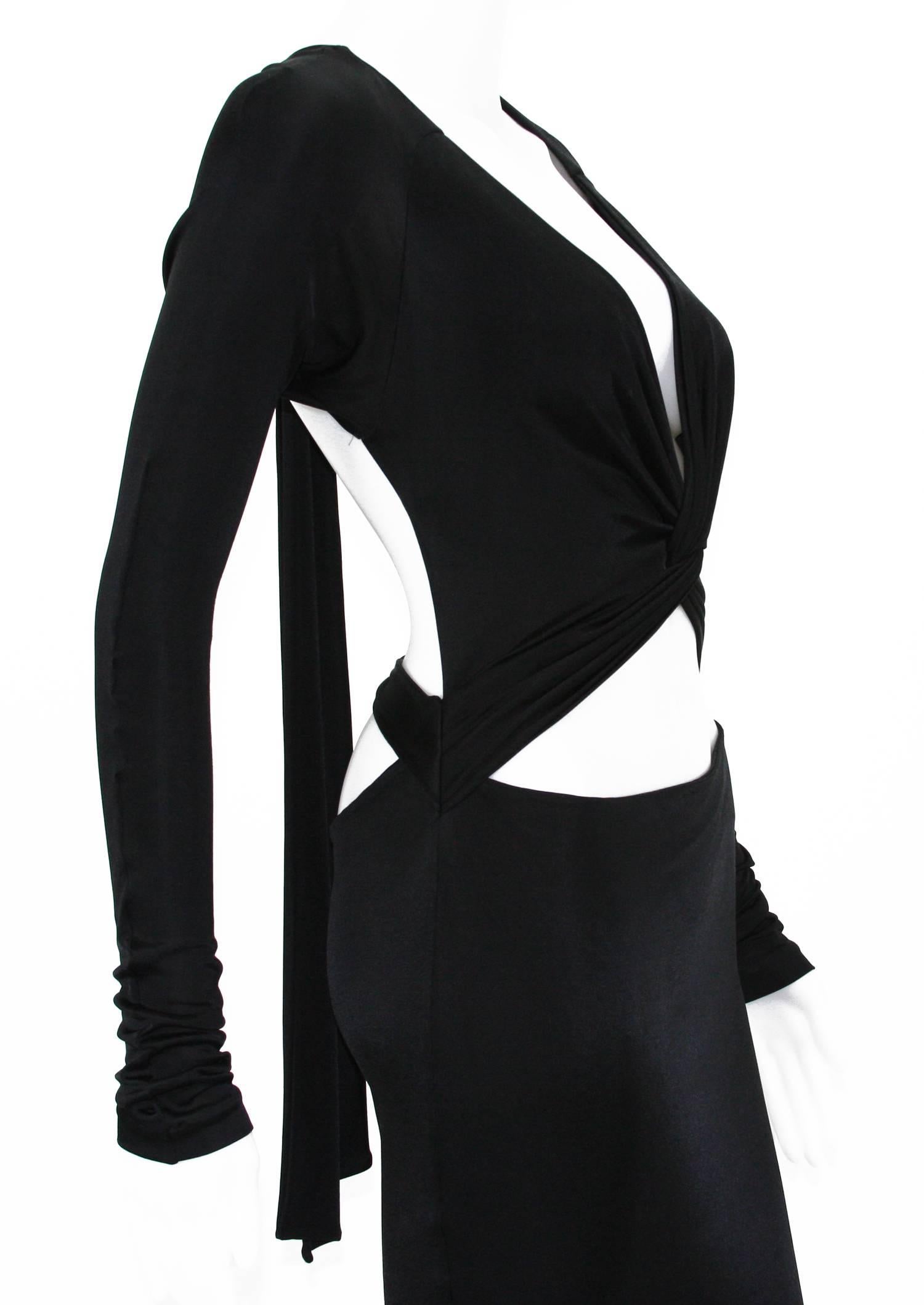 Vintage Tom Ford for Gucci Vestido de cóctel negro de punto recortado talla L ( S ) en venta 2