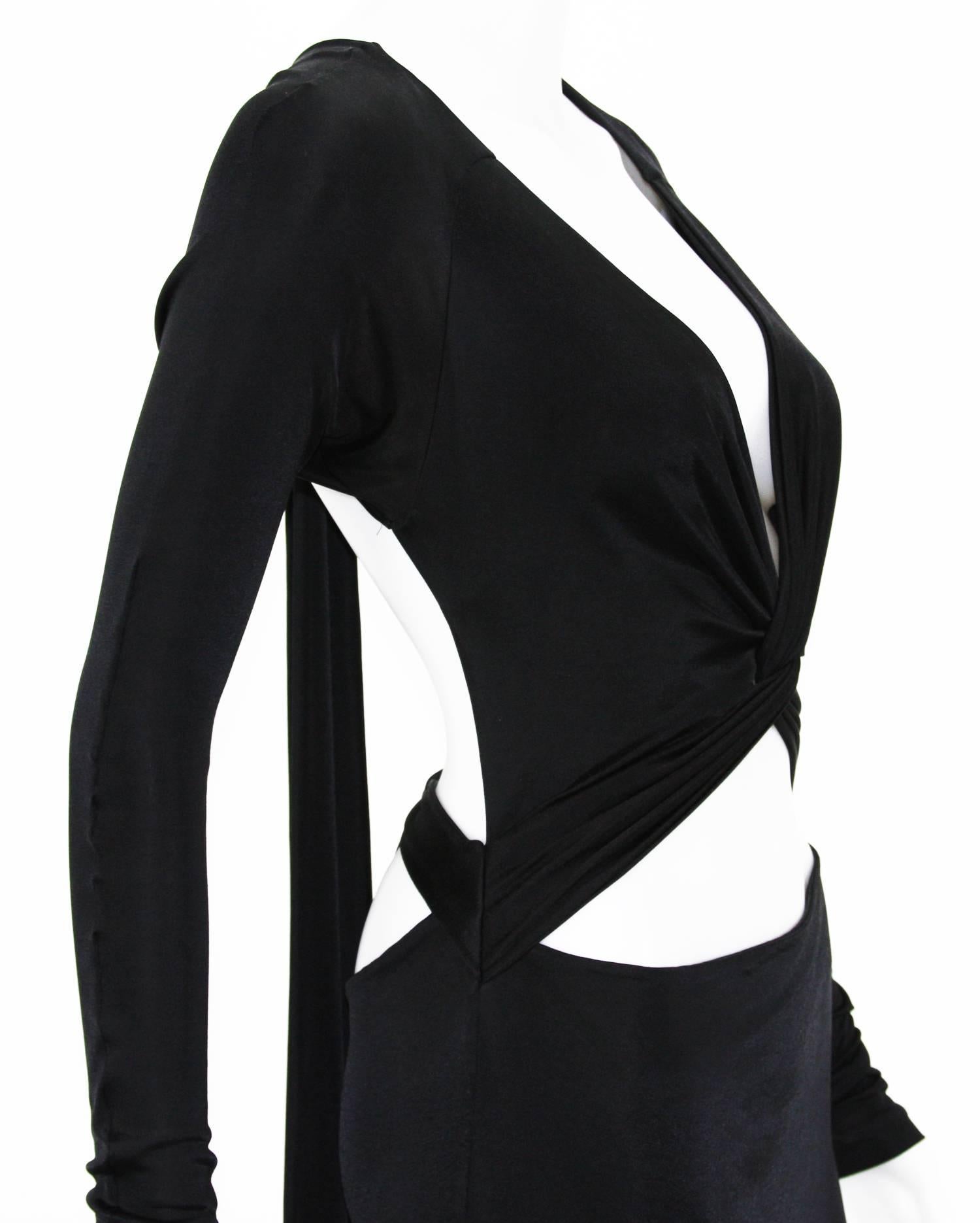 Vintage Tom Ford for Gucci Vestido de cóctel negro de punto recortado talla L ( S ) en venta 3