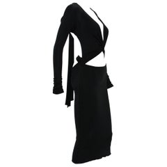 Vintage Tom Ford for Gucci Cut Out Jersey Black Cocktail Dress size L ( S )