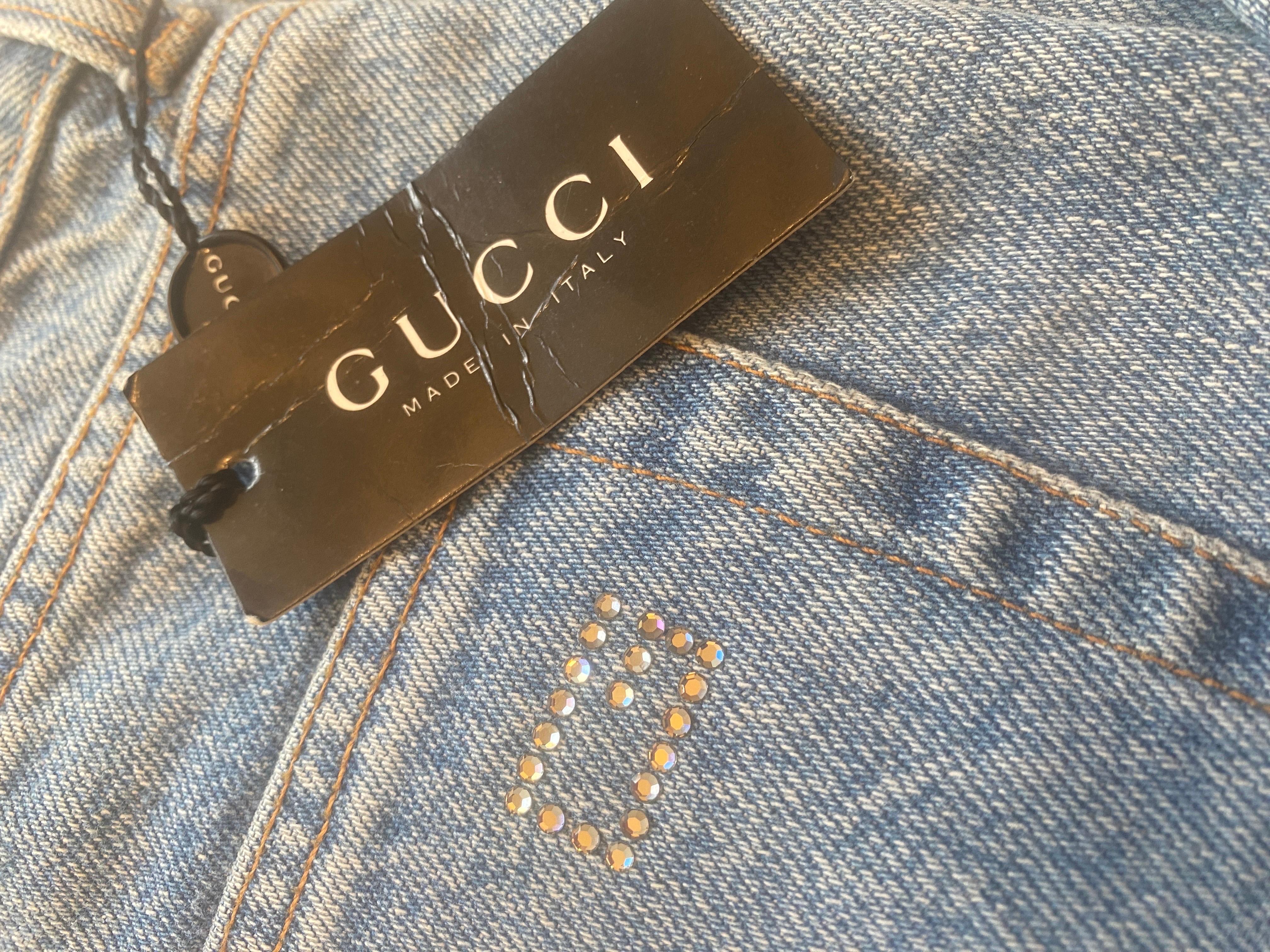 When these jeans came out, they were so hard to get you literally had to know a sales person at the Gucci store in Beverly Hills to call you as soon as they arrived. That’s how desirable they were. This tare pair survivors were in a fashionista’s