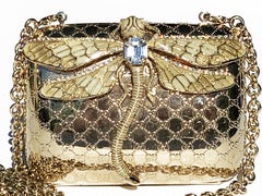 Tom Ford for Gucci Dragonfly Gold Metal MicroGuccissima Enamel Minaudiere Clutch