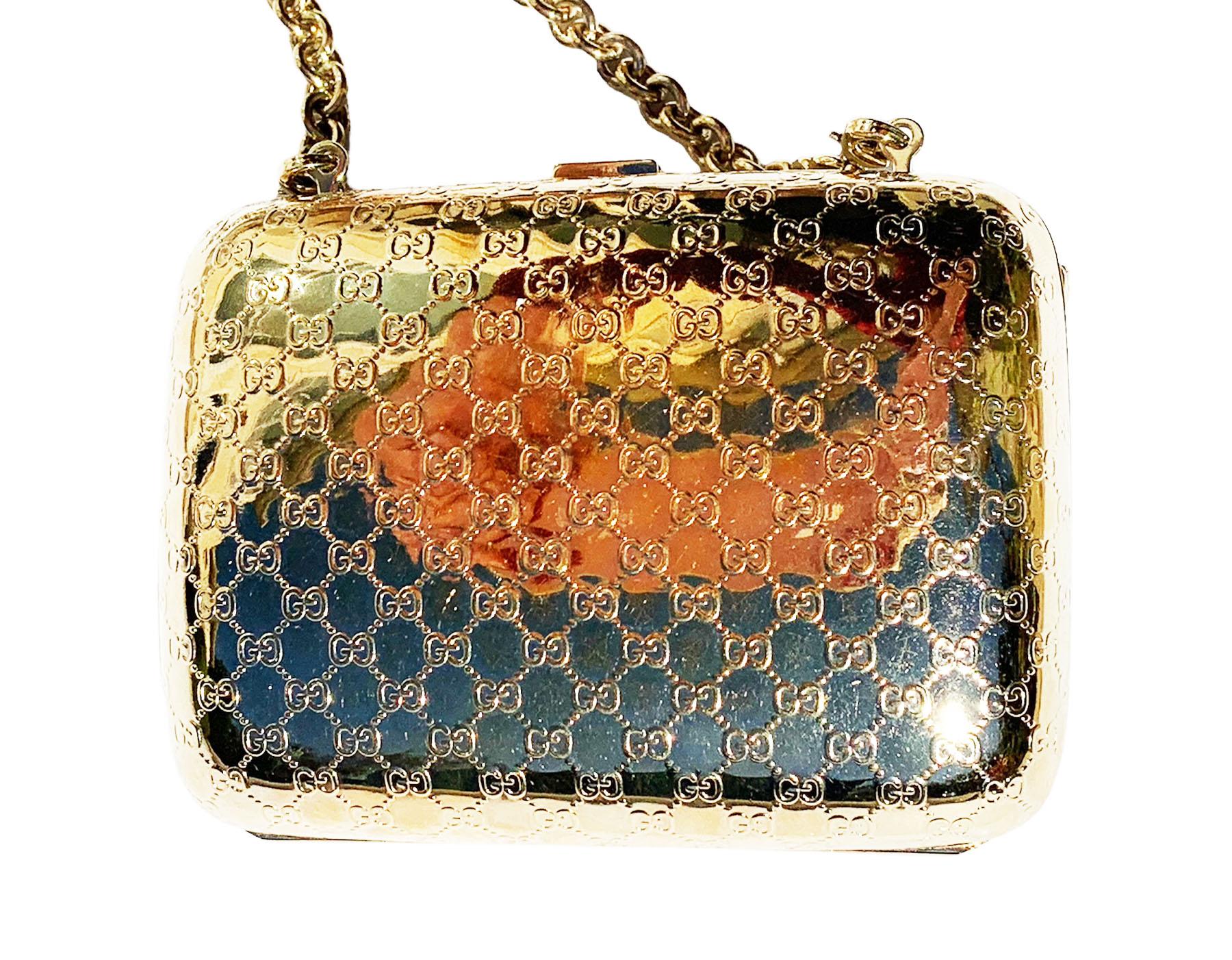 Women's Tom Ford for Gucci Dragonfly Gold Metal MicroGuccissima Enamel Minaudiere Clutch