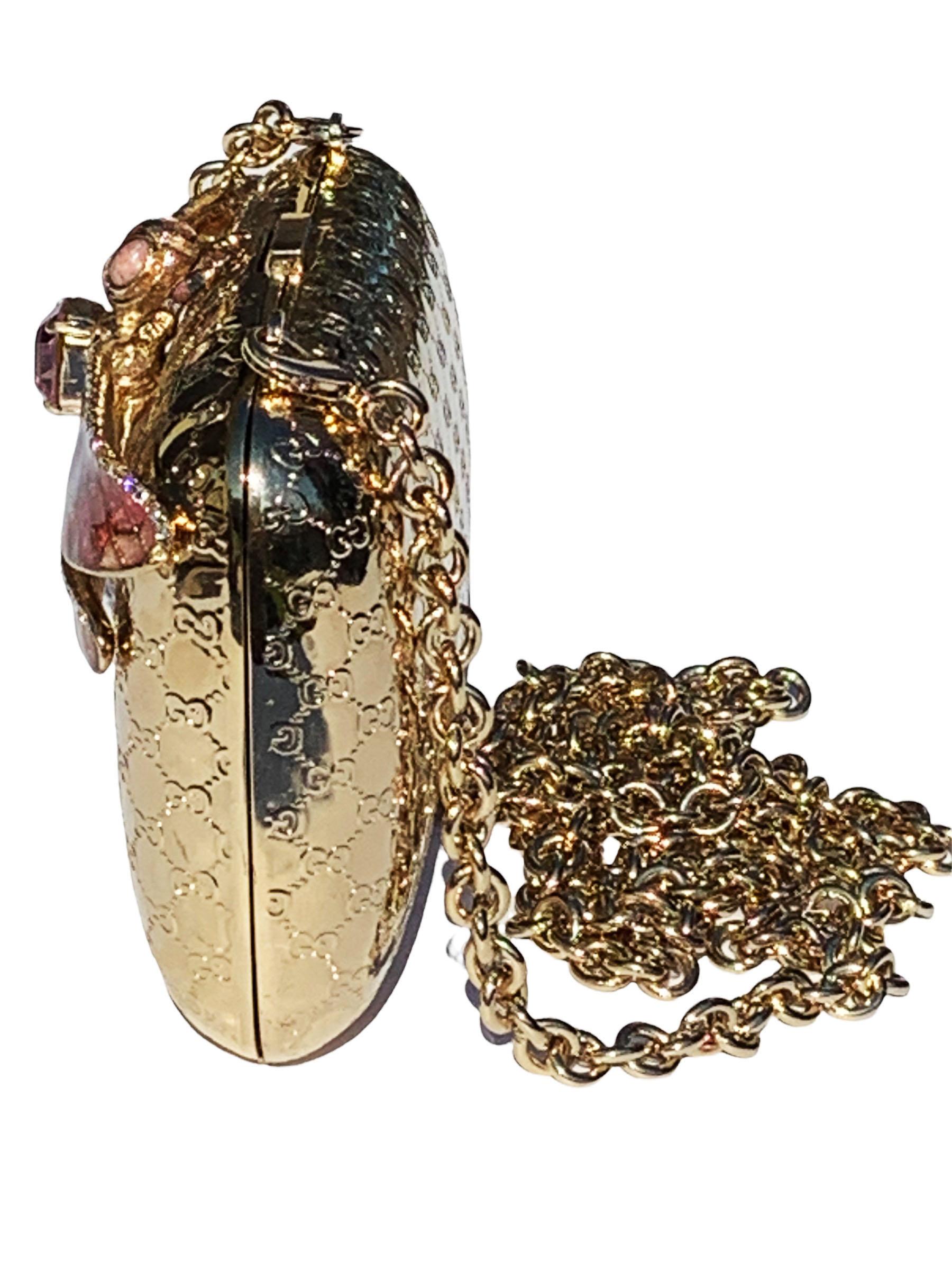 Tom Ford for Gucci Dragonfly Gold Metal MicroGuccissima Enamel Minaudiere Clutch For Sale 1