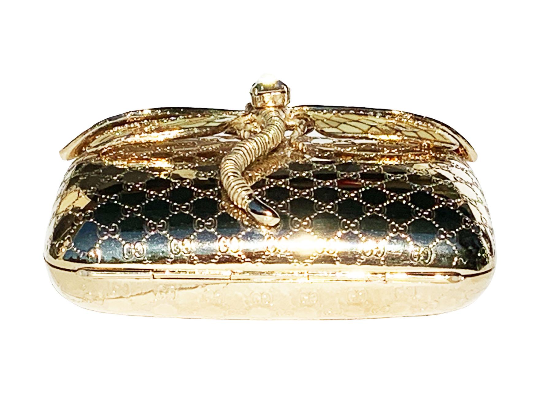 Tom Ford for Gucci Dragonfly Gold Metal MicroGuccissima Enamel Minaudiere Clutch 3