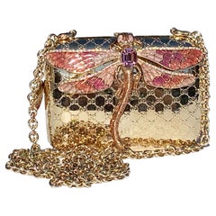 Retro Tom Ford for Gucci Dragonfly Gold Metal MicroGuccissima Enamel Minaudiere Clutch