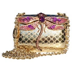 Tom Ford for Gucci Dragonfly Gold Metal MicroGuccissima Enamel Minaudiere Clutch