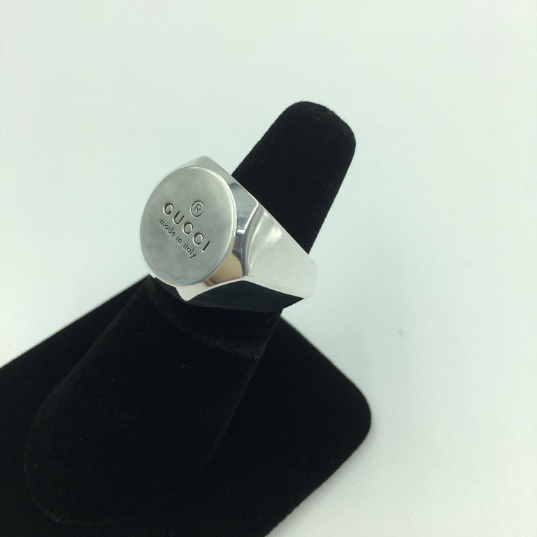 Tom Ford for Gucci Engraved Logo Sterling Silver Signet Ring For