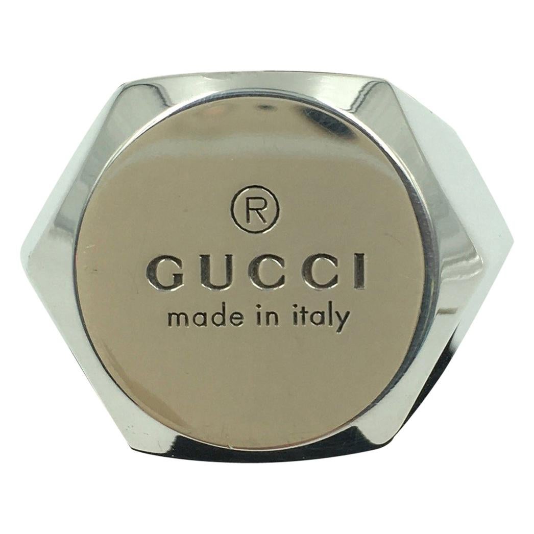 Tom Ford for Gucci Engraved Logo Sterling Silver Signet Ring  For Sale