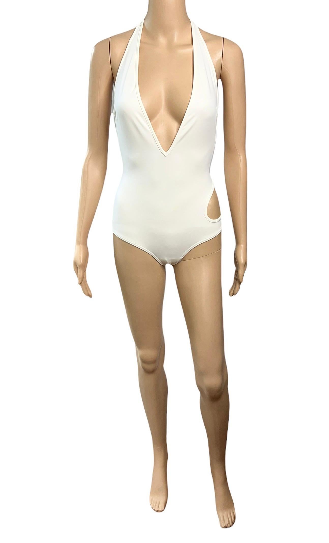 Tom Ford for Gucci F/W 1996 Cutout Backless White Bodysuit Swimsuit Swimwear Size M


