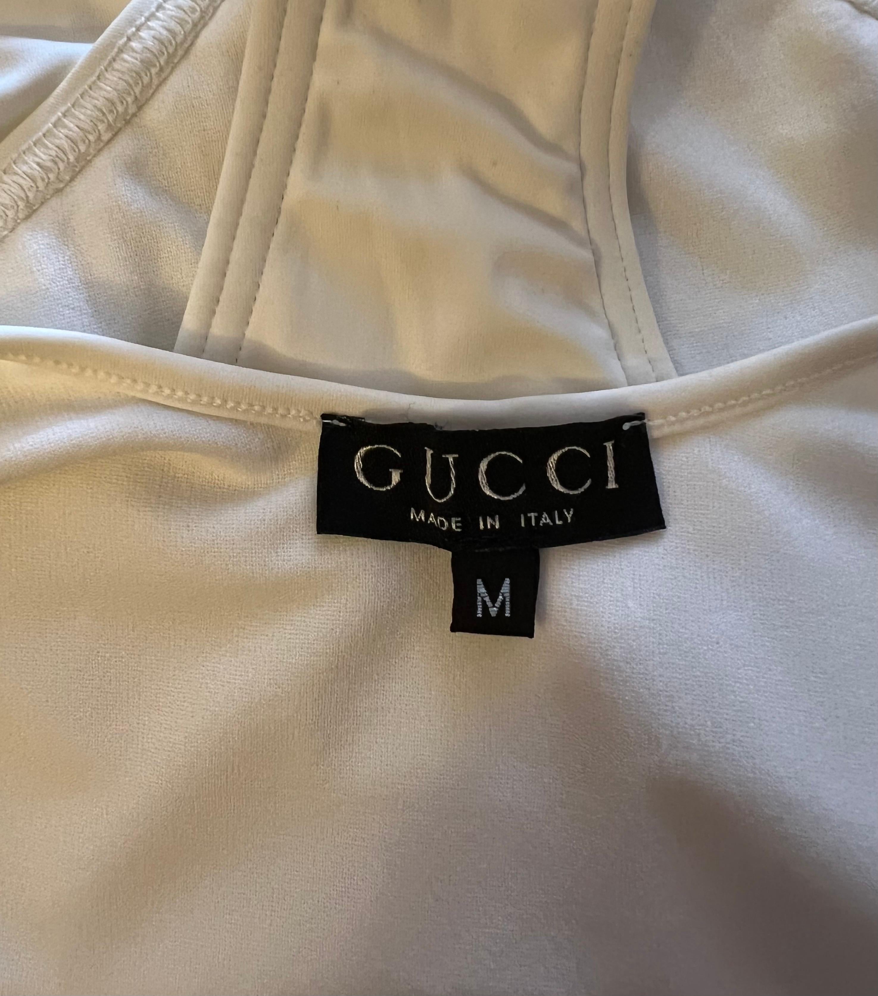 Tom Ford for Gucci F/W 1996 Cutout Backless White Bodysuit Swimsuit Swimwear In Good Condition For Sale In Naples, FL
