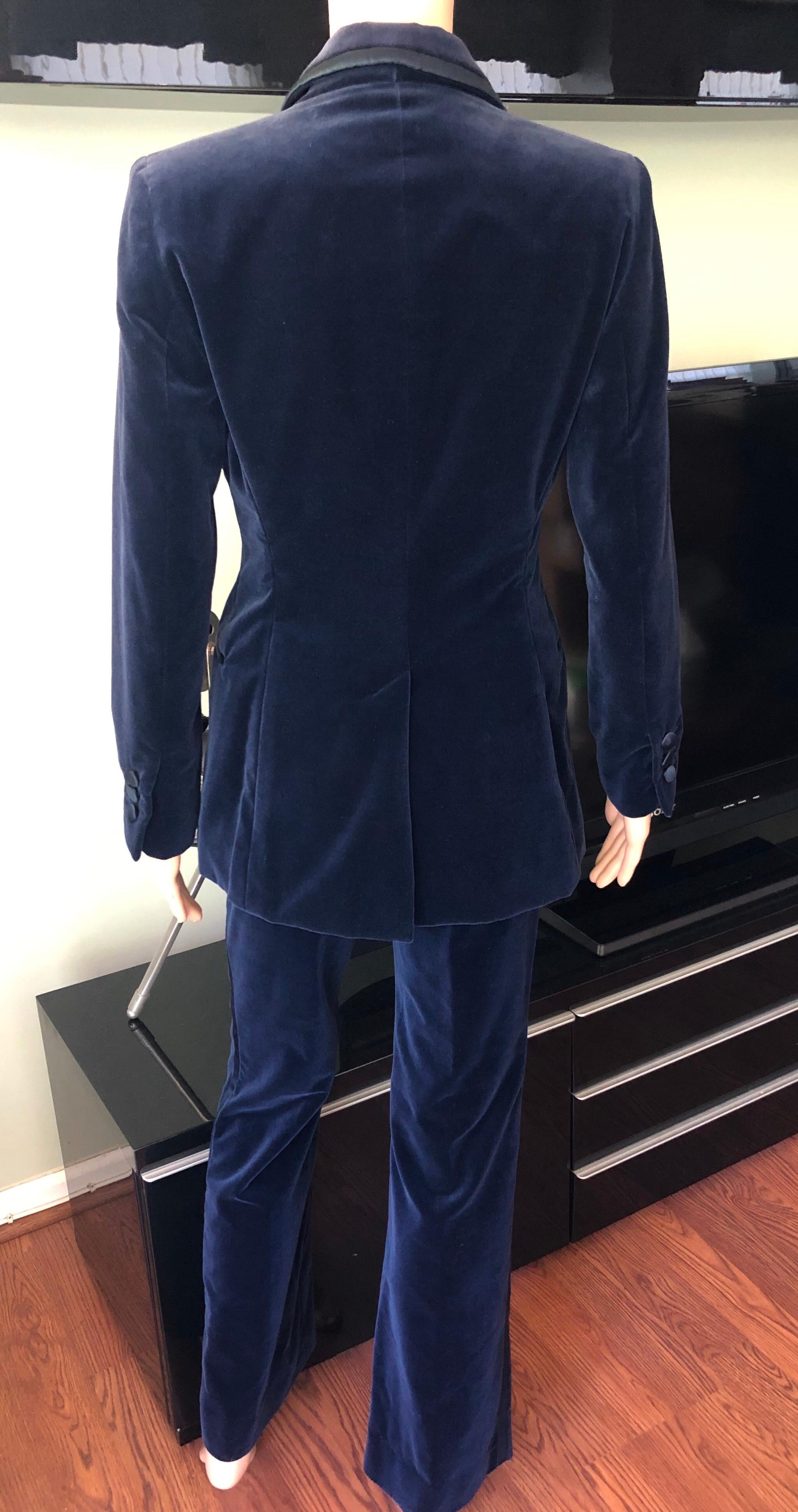 Black Tom Ford for Gucci F/W 1996 Runway Vintage Velvet Blazer Pants Suit
