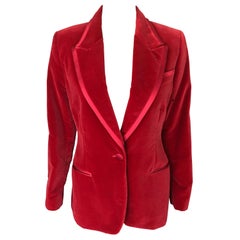 Tom Ford for Gucci F/W 1996 Runway Vintage Velvet Red Blazer Top