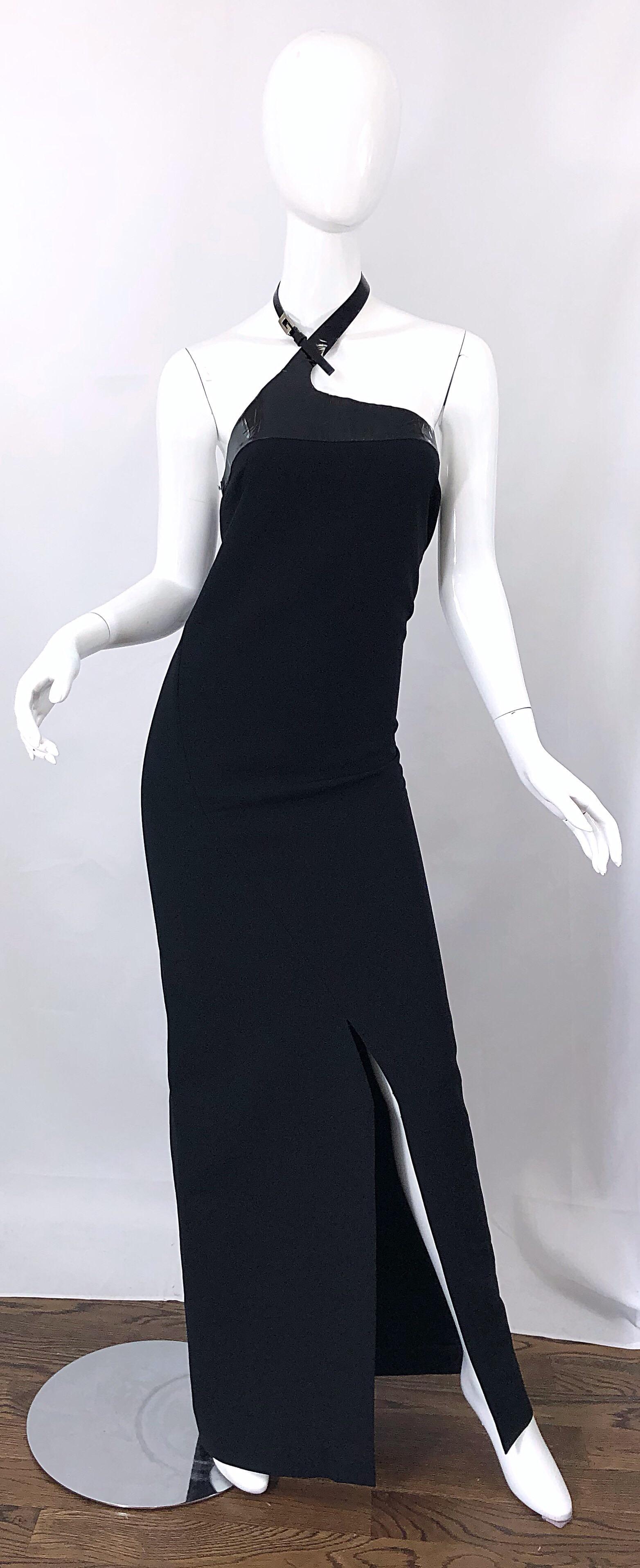 Tom Ford for Gucci F/W 1997 Sz 42 / 8 Negro Charol Vintage Arnés Bata en venta 12