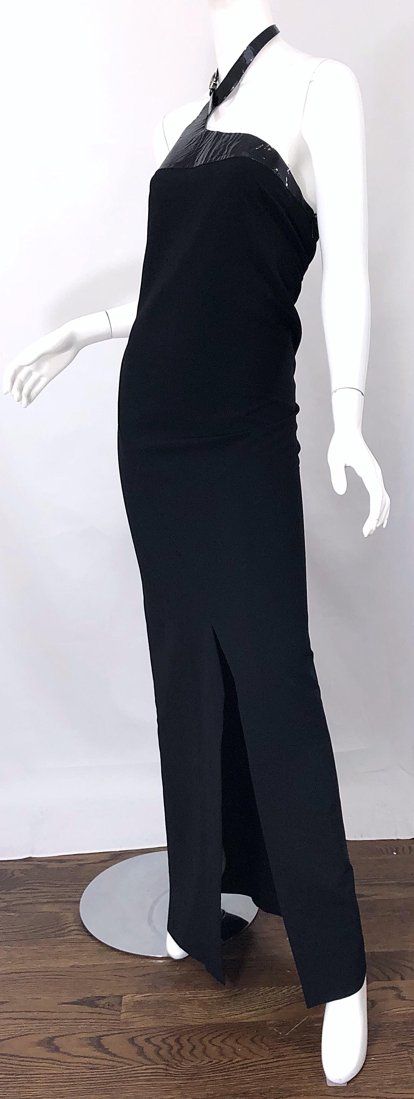Tom Ford for Gucci F/W 1997 Sz 42 / 8 Negro Charol Vintage Arnés Bata en venta 3