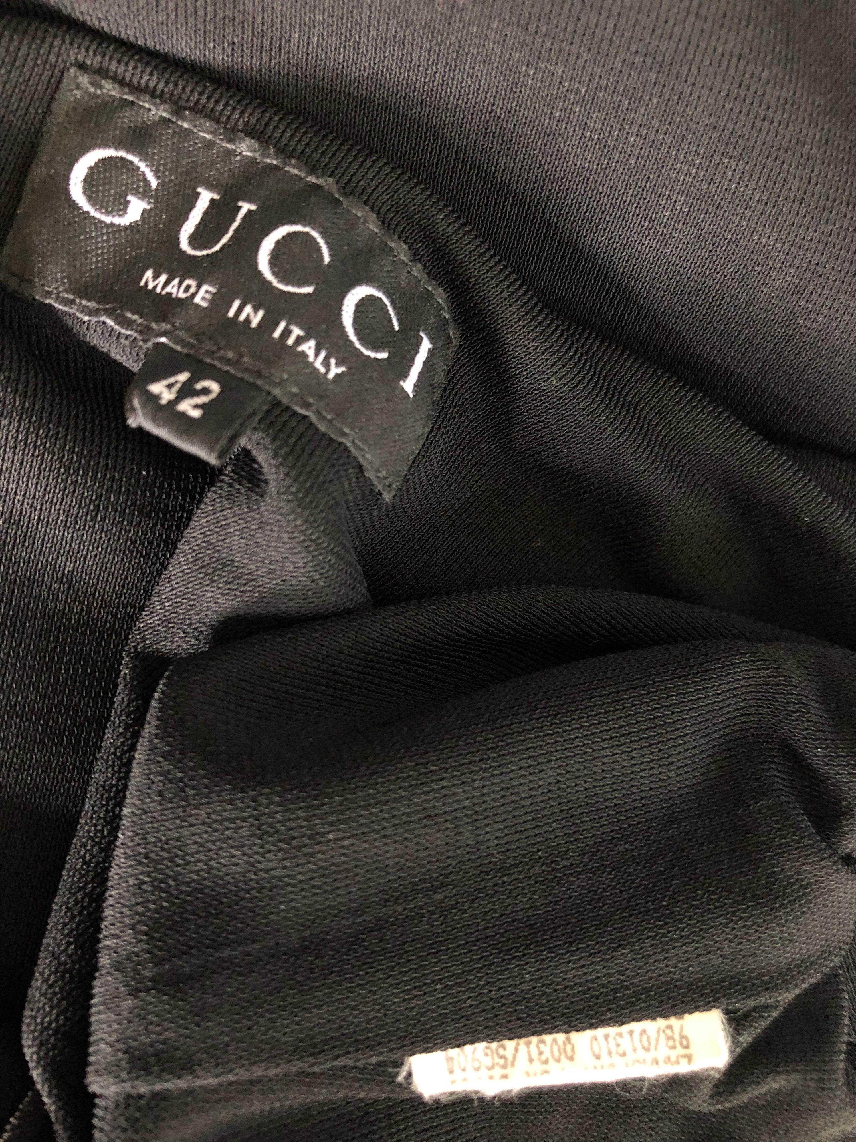 Tom Ford for Gucci F/W 1997 Vintage One Shoulder Logo Buckle Black Mini Dress For Sale 4