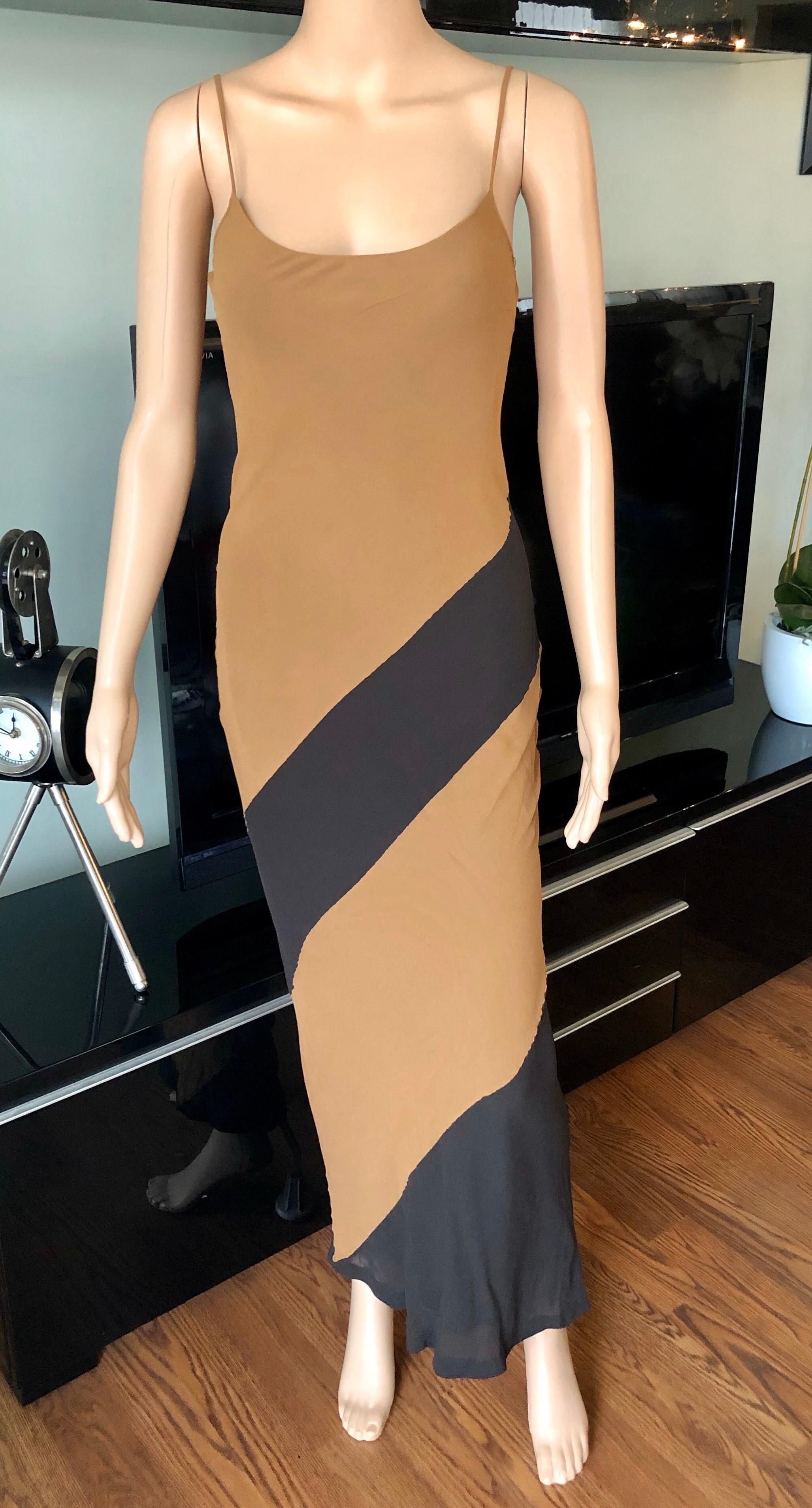 Tom Ford for Gucci F/W 1997 Vintage Striped Brown & Caramel Slip Maxi Evening Dress Gown IT 40

Tom Ford for Gucci slip maxi dress featuring stripes throughout and tonal stitching at seams.
