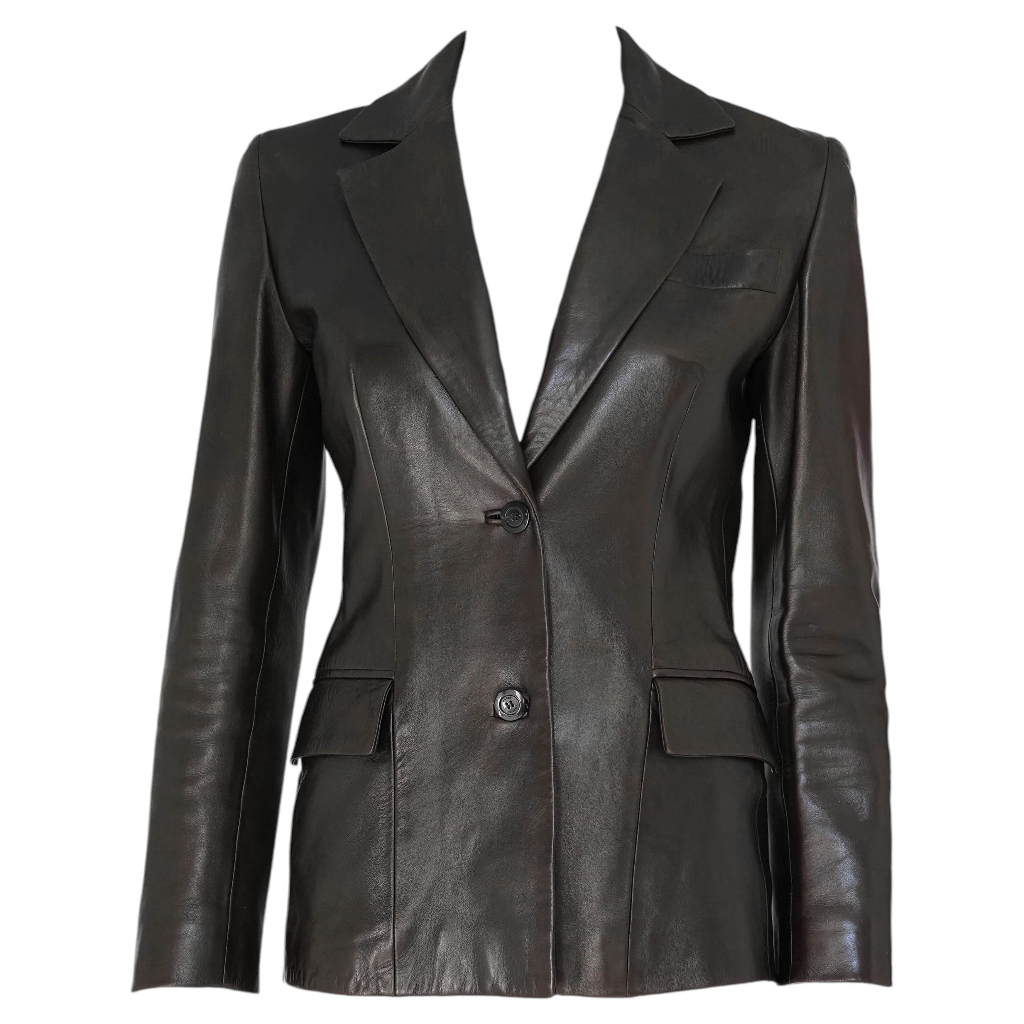 S/S 2000 Gucci by Tom Ford Runway Rhinestone Pin Black Leather