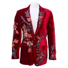 Tom Ford for Gucci F/W 1999 Limited Edition Men Red Velvet Embellished Blazer 46