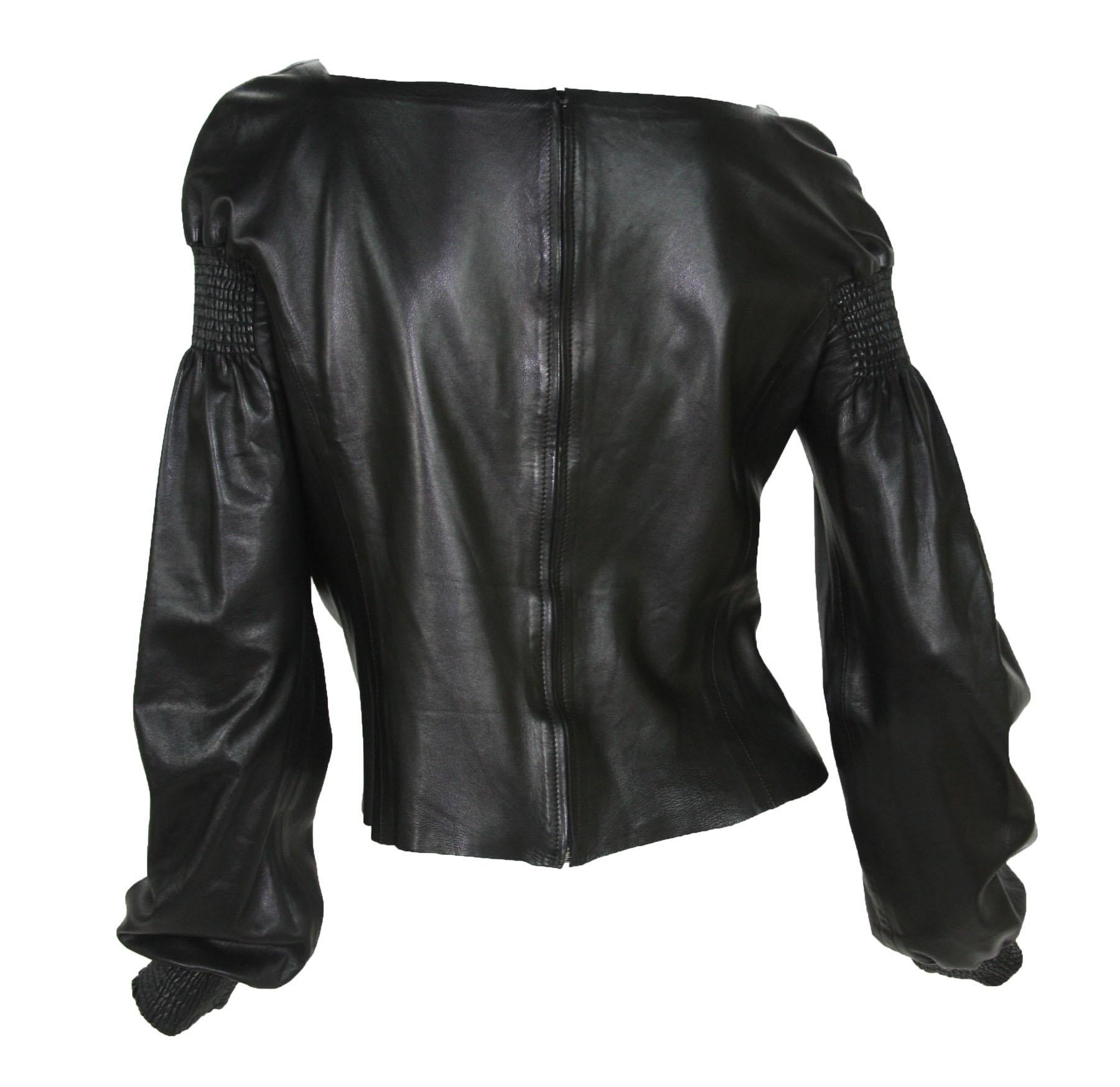 Tom Ford für Gucci F/W 1999 Super weiche schwarze Lederjacke mit Reißverschluss oben 42 (Schwarz) im Angebot