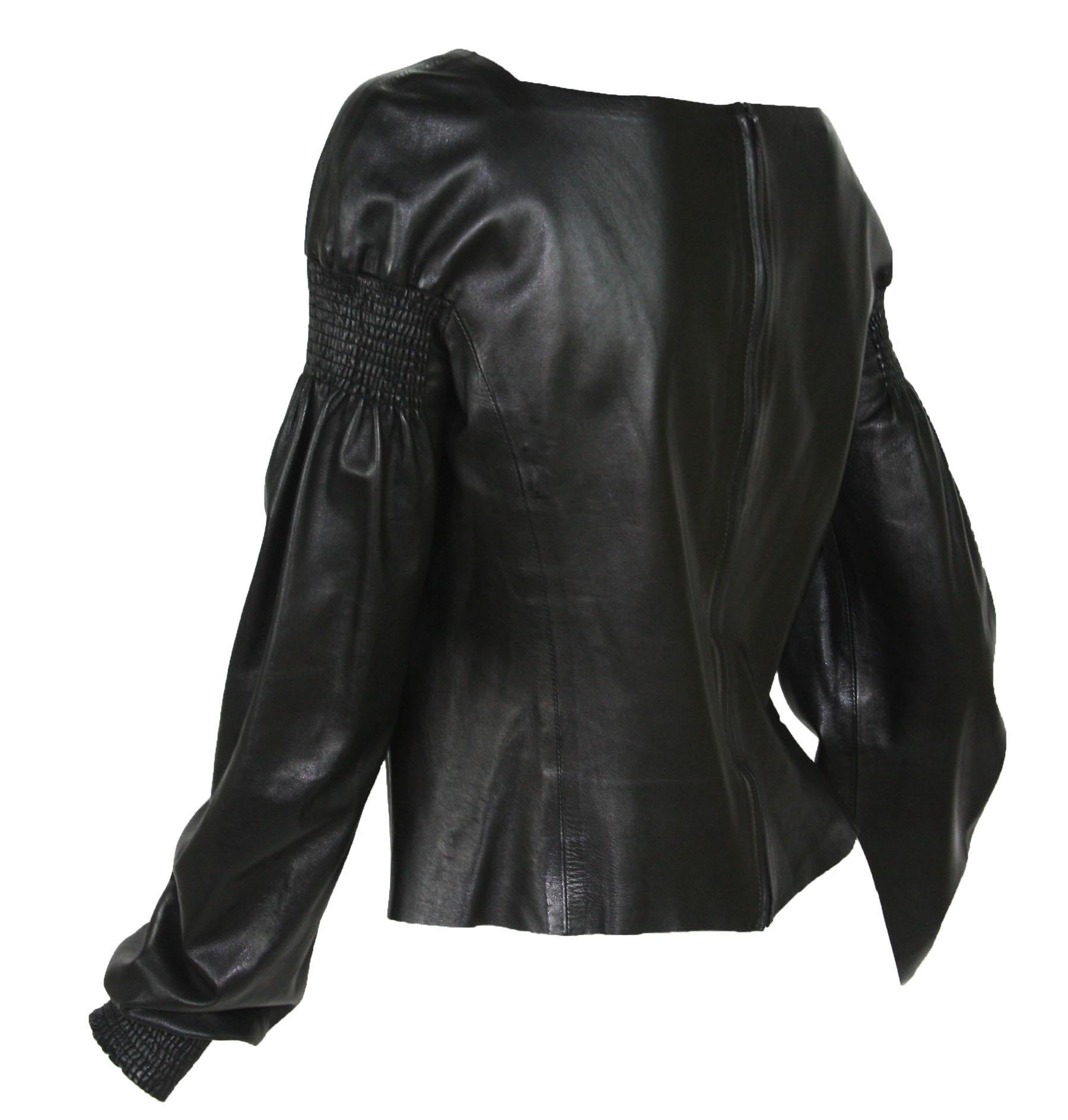 Tom Ford für Gucci F/W 1999 Super weiche schwarze Lederjacke mit Reißverschluss oben 42 im Zustand „Hervorragend“ im Angebot in Montgomery, TX