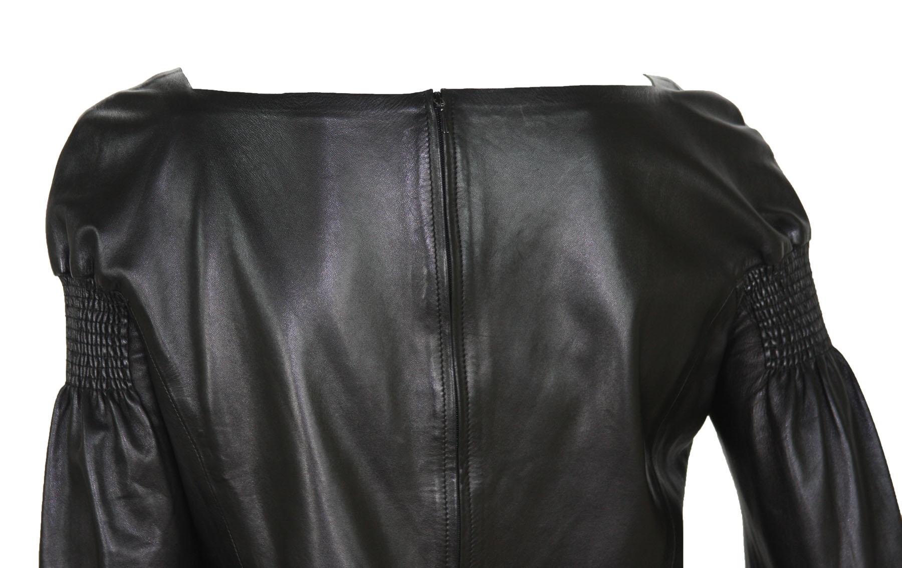 Tom Ford for Gucci F/W 1999 Super Soft Black Leather Back Zip Top Jacket 42 For Sale 1