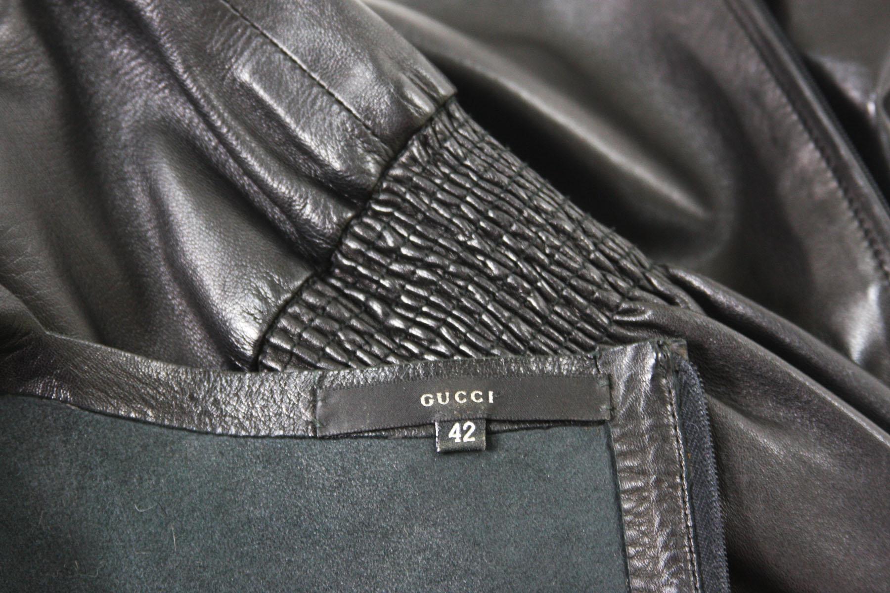 Tom Ford for Gucci F/W 1999 Super Soft Black Leather Back Zip Top Jacket 42 For Sale 2