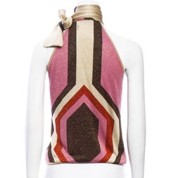 Tom Ford for Gucci F/W 2000 Metallic Kaleidoscope Scarf Tie Halter Top M