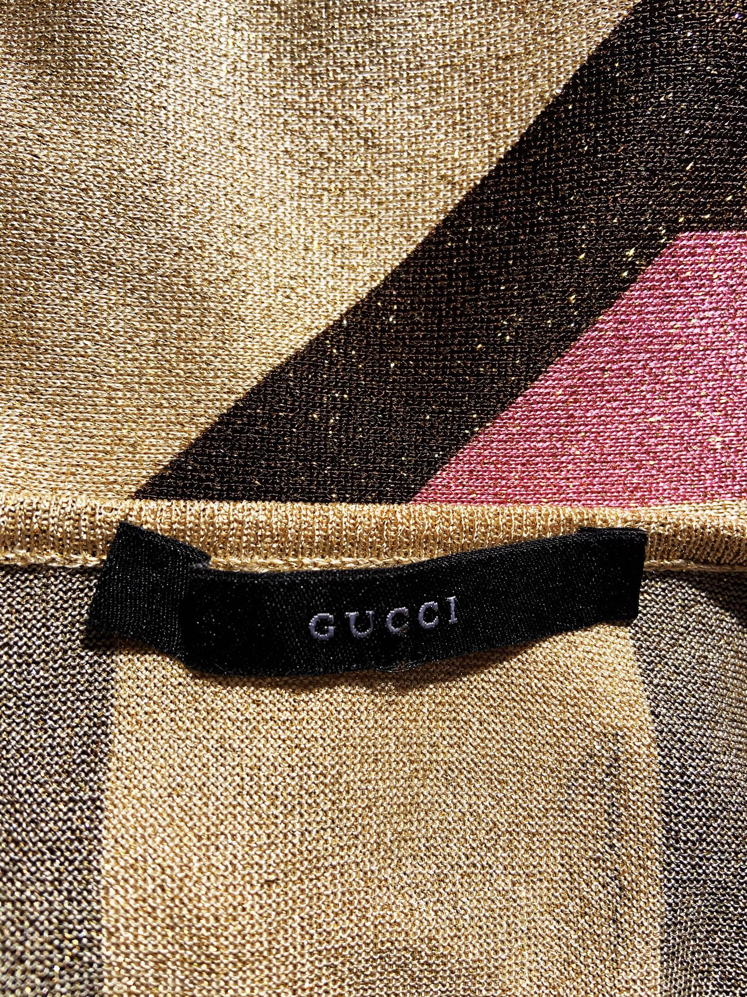 Marron Tom Ford pour Gucci haut dos nu Kaleidoscope à cravate et foulard métallisé, A/H 2000