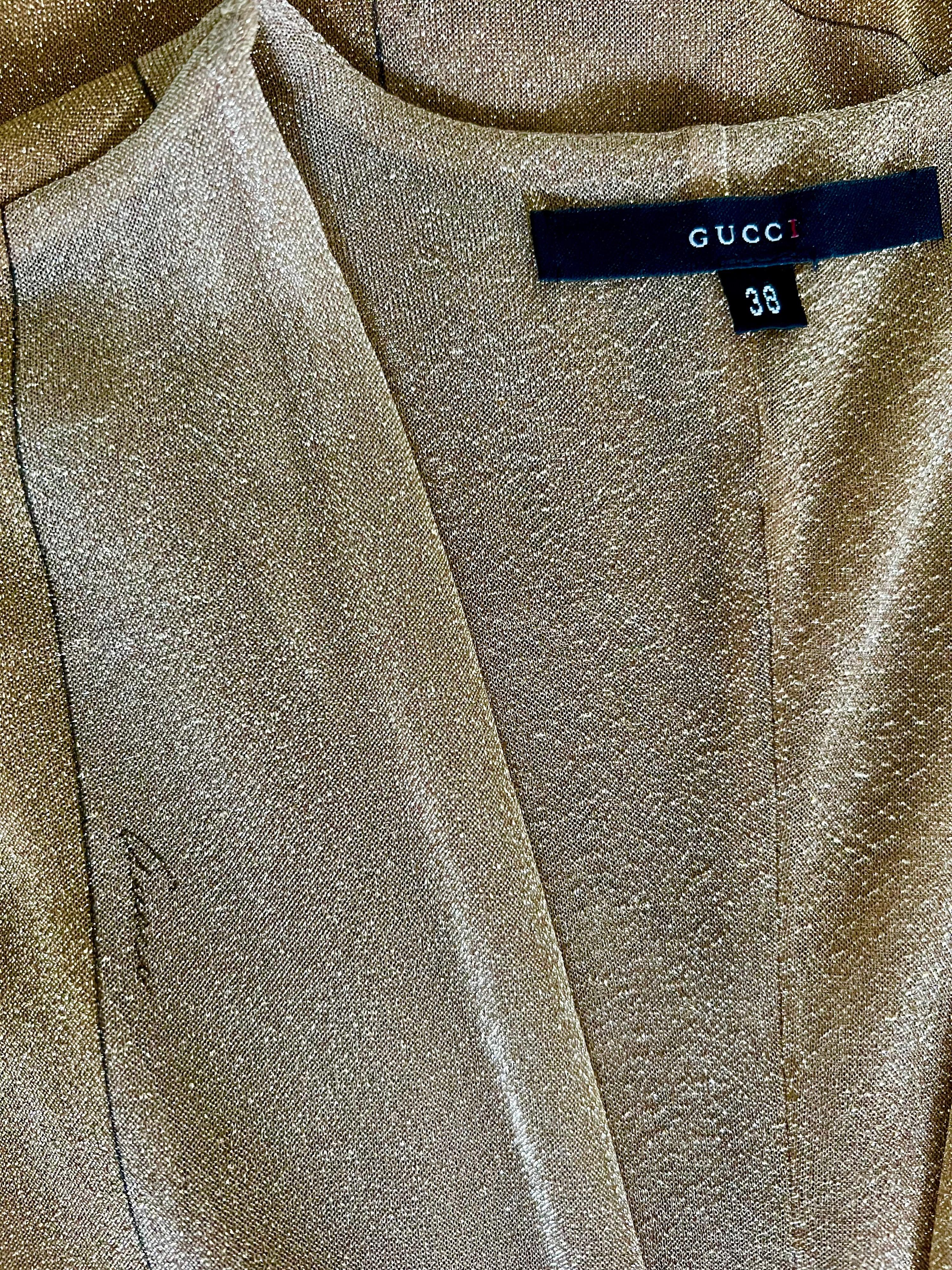 Tom Ford for Gucci - Robe courte en maille métallique à encolure allongée, issue d'un défilé, automne-hiver 2000 en vente 6
