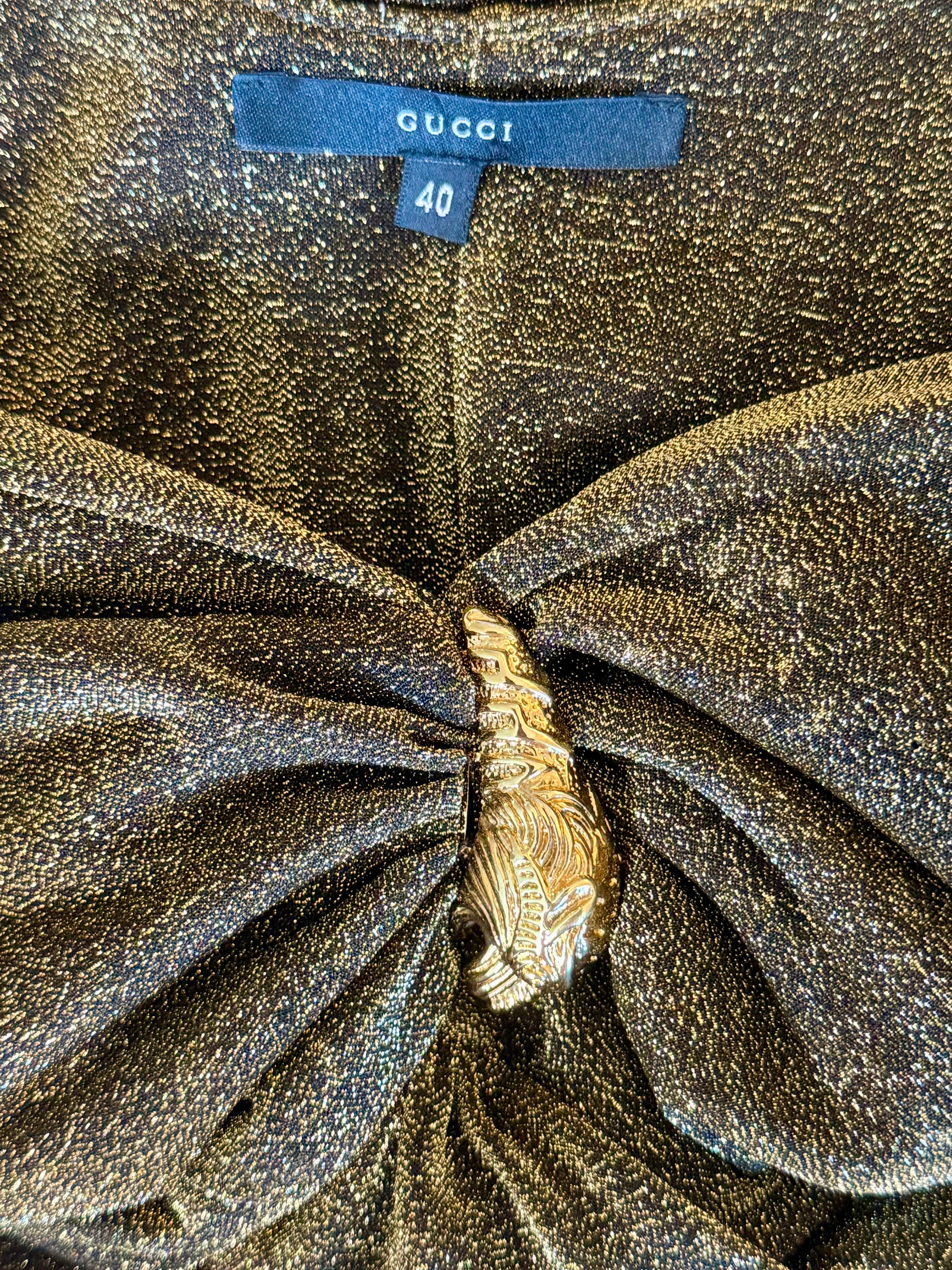Tom Ford for Gucci, mini-robe de défilé A/H 2000 à encolure allongée en maille métallique en vente 14