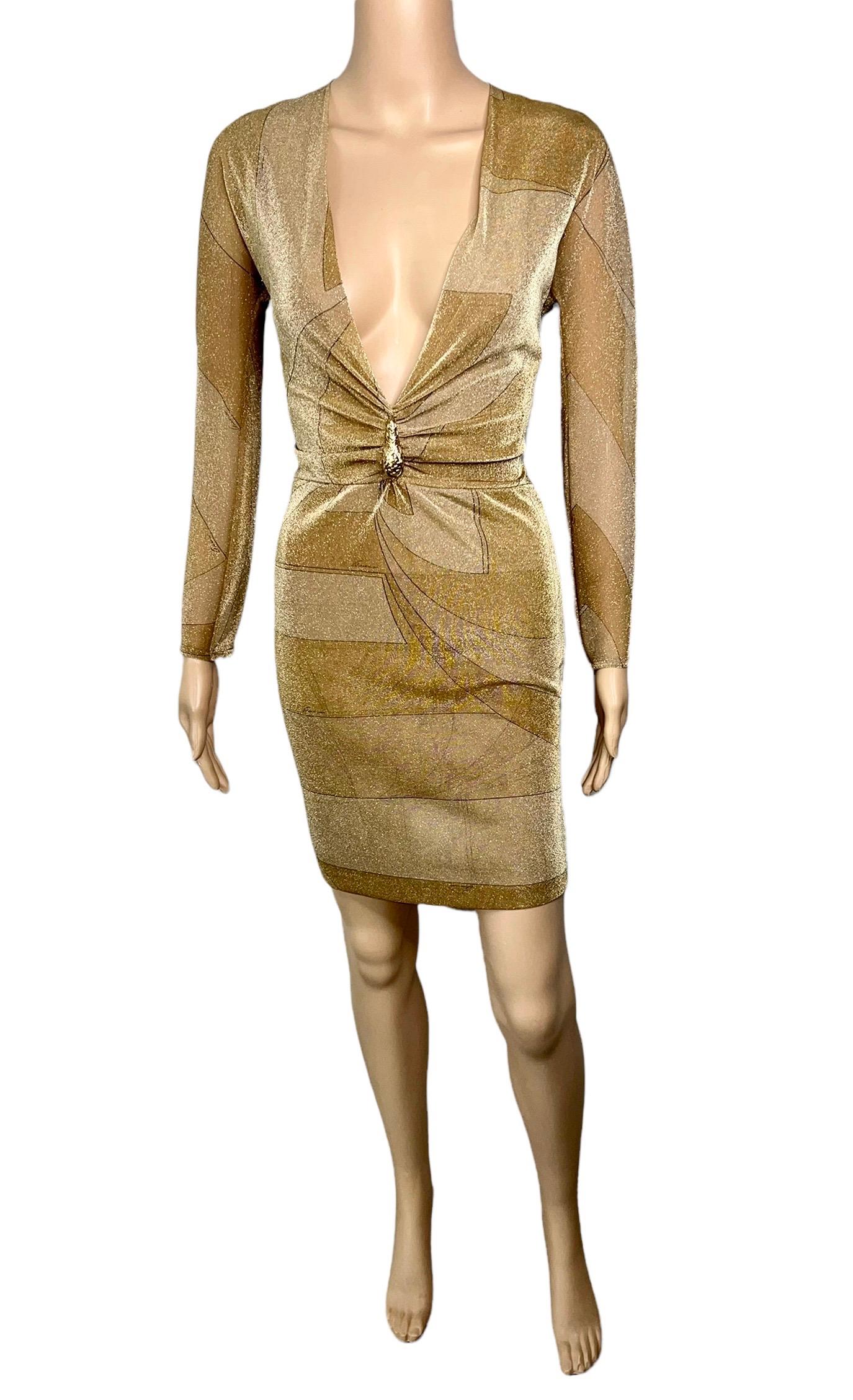 Tom Ford for Gucci - Robe courte en maille métallique à encolure allongée, issue d'un défilé, automne-hiver 2000 Unisexe en vente