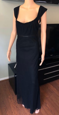 Tom Ford for Gucci F/W 2001 Plunging Draped Mesh Black Evening Dress Gown