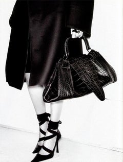 TOM FORD for GUCCI F/W 2002 AD Crocodile Brown Wooden Handle Bag Large Size