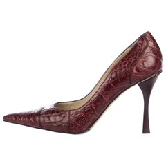 Tom Ford for Gucci F/W 2002 Collection Alligator Wine Color Shoes Pumps 39.5 C