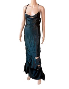 Tom Ford for Gucci F/W 2002 Runway Cutout Ribbon Black Silk Evening Dress Gown
